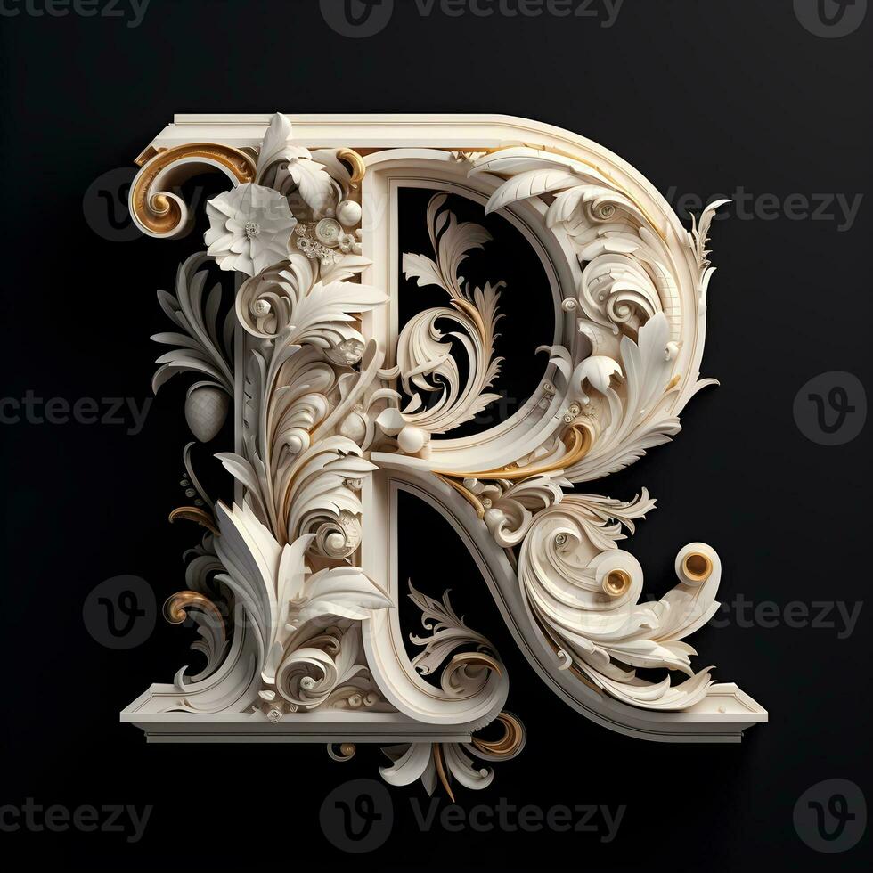 luxury artistic letter r royal concept, ai generative photo