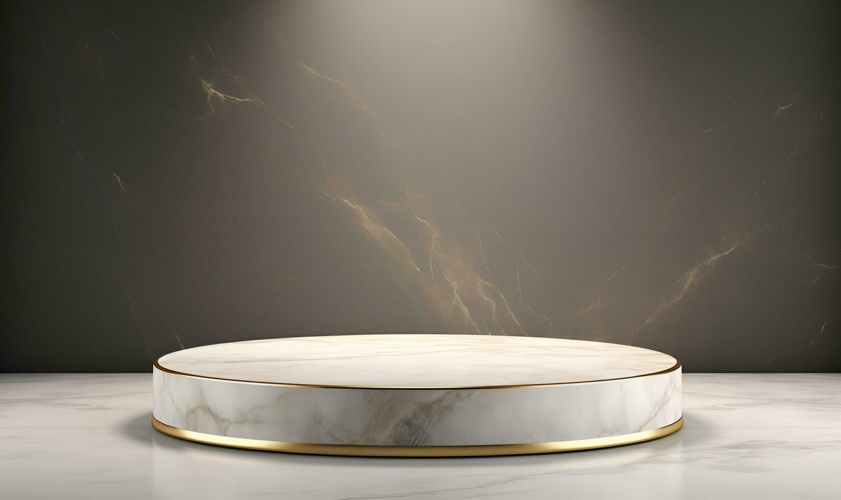 marble podium with a touch of gold on a minimalist white background, ai generative photo