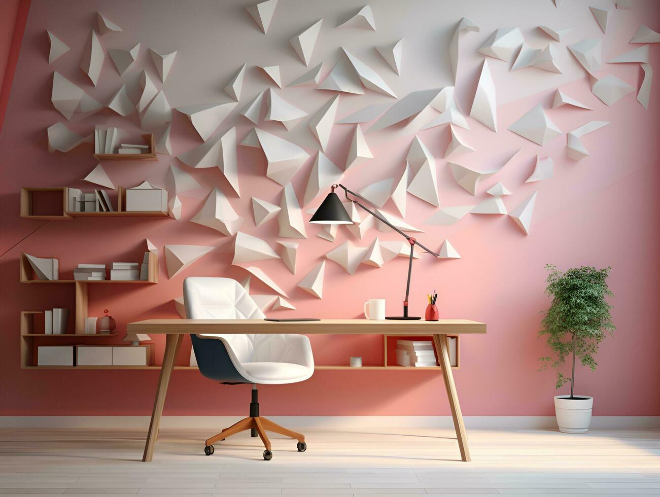 minimalist abstract style study room interior, ai generative photo