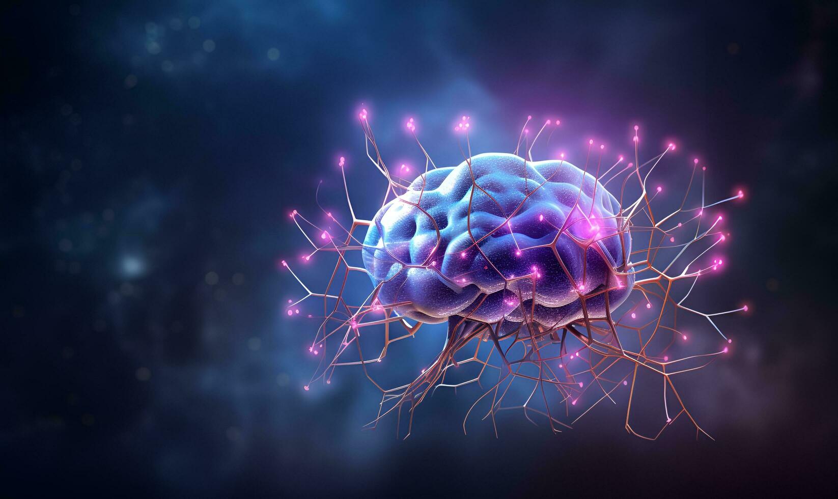 artificial brain illustration holographic fantasy, ai generative photo