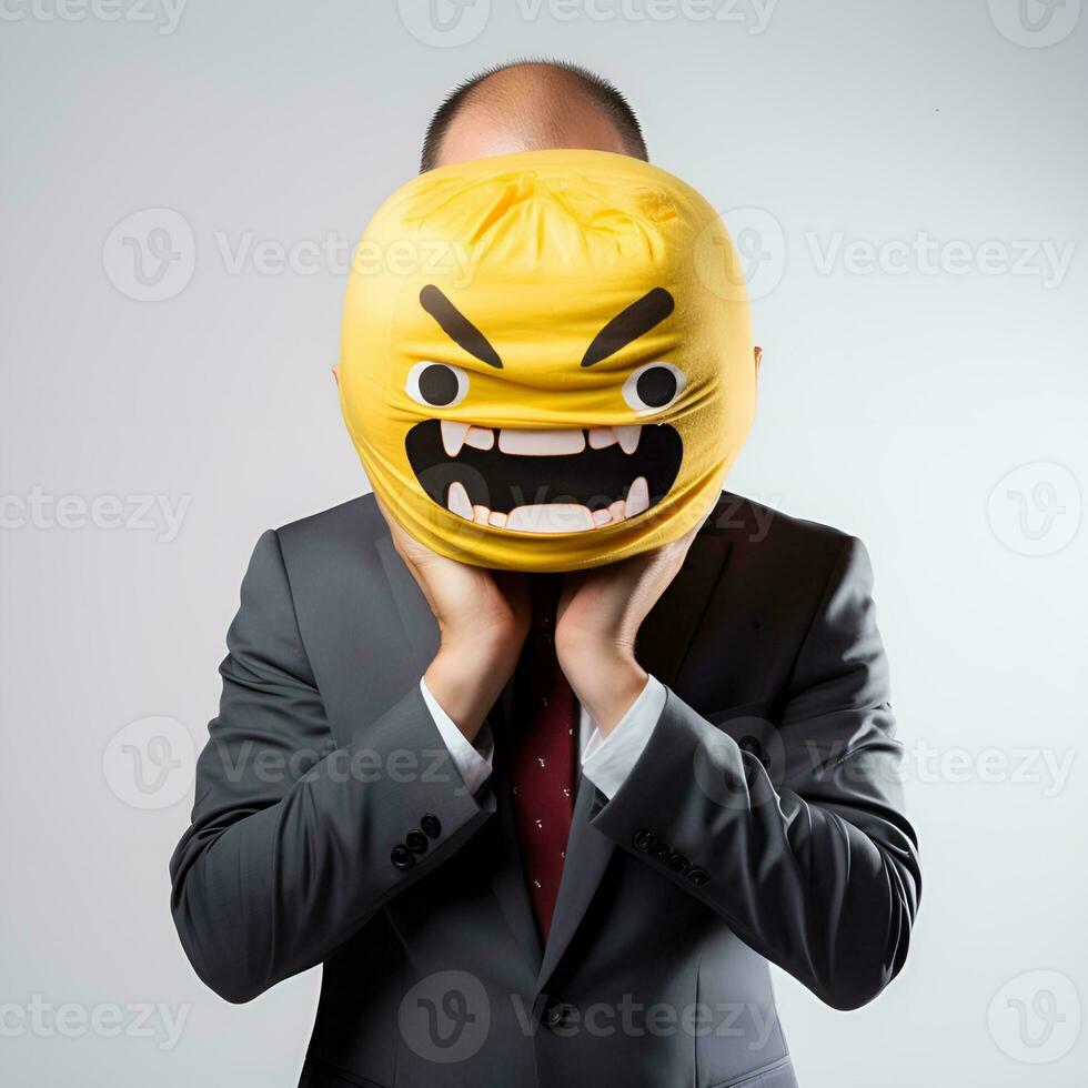 office boss with angry face emoji, ai generative photo