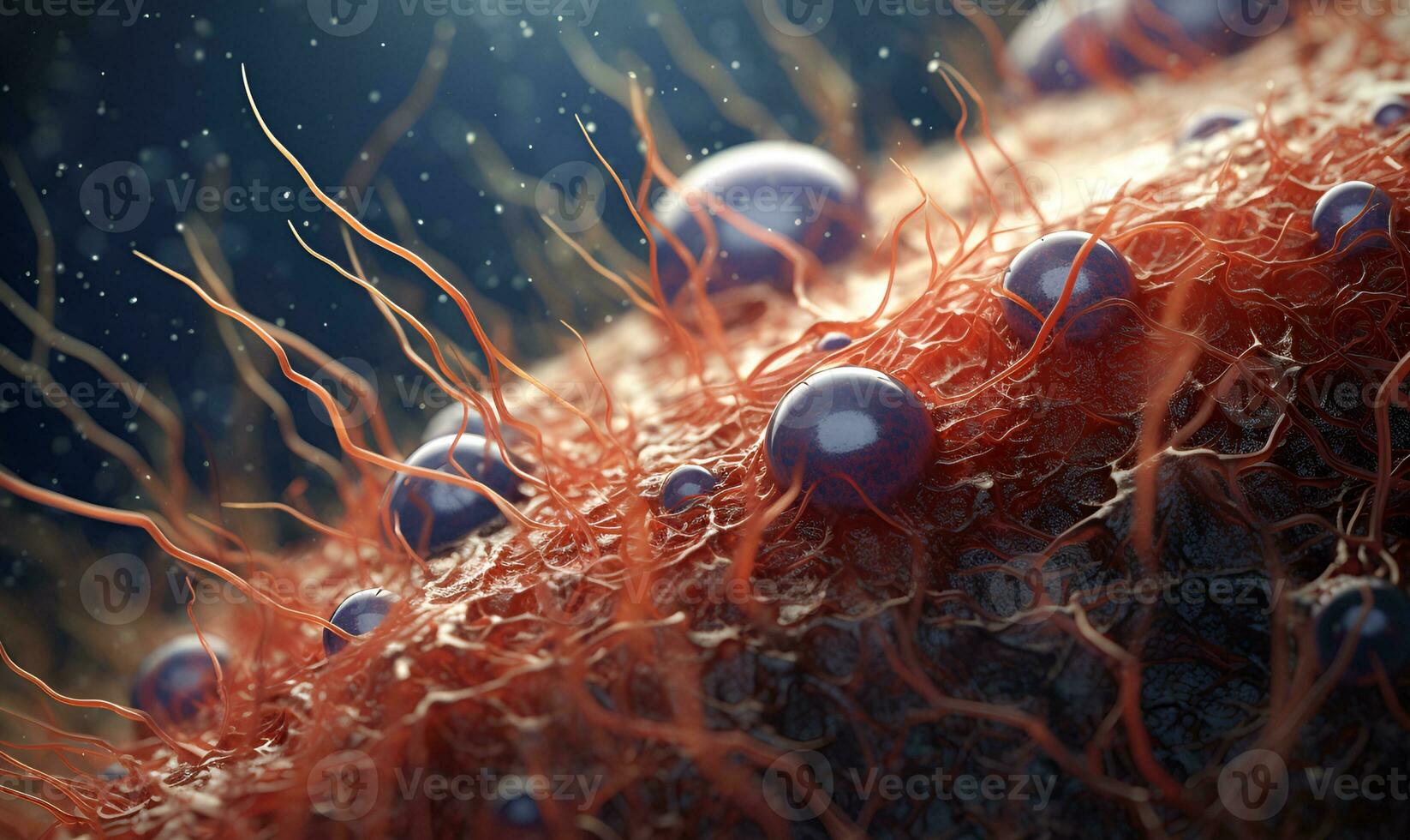 illustration of a mutated virus or microbe, generative ai photo