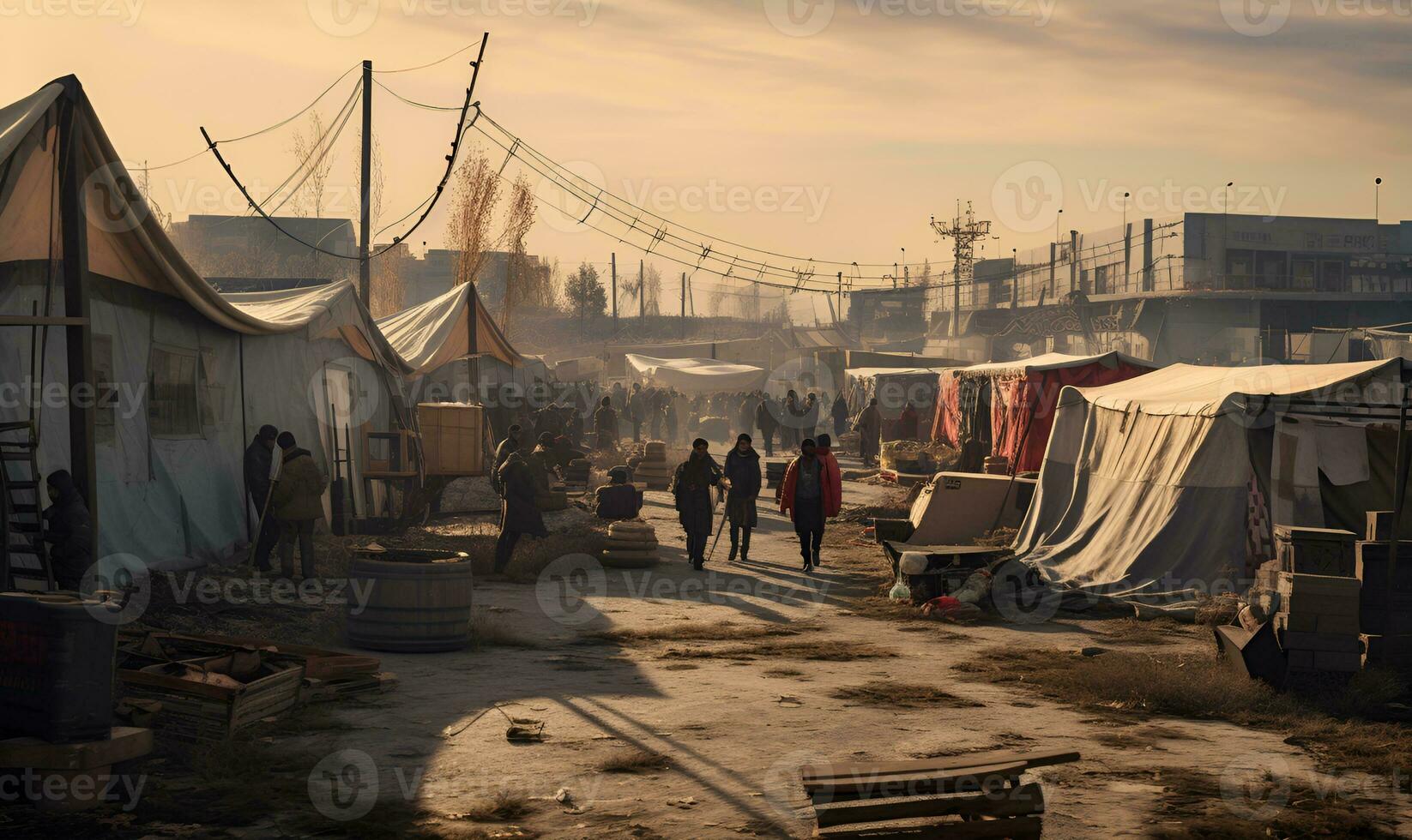 rundown refugee camp, ai generative photo