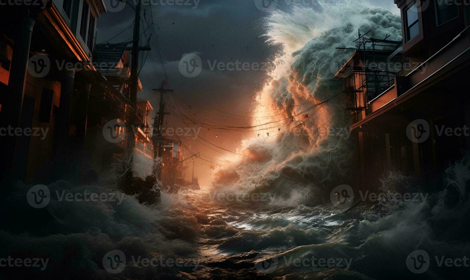 natural disasters hurricanes and tsunamis, ai generative photo