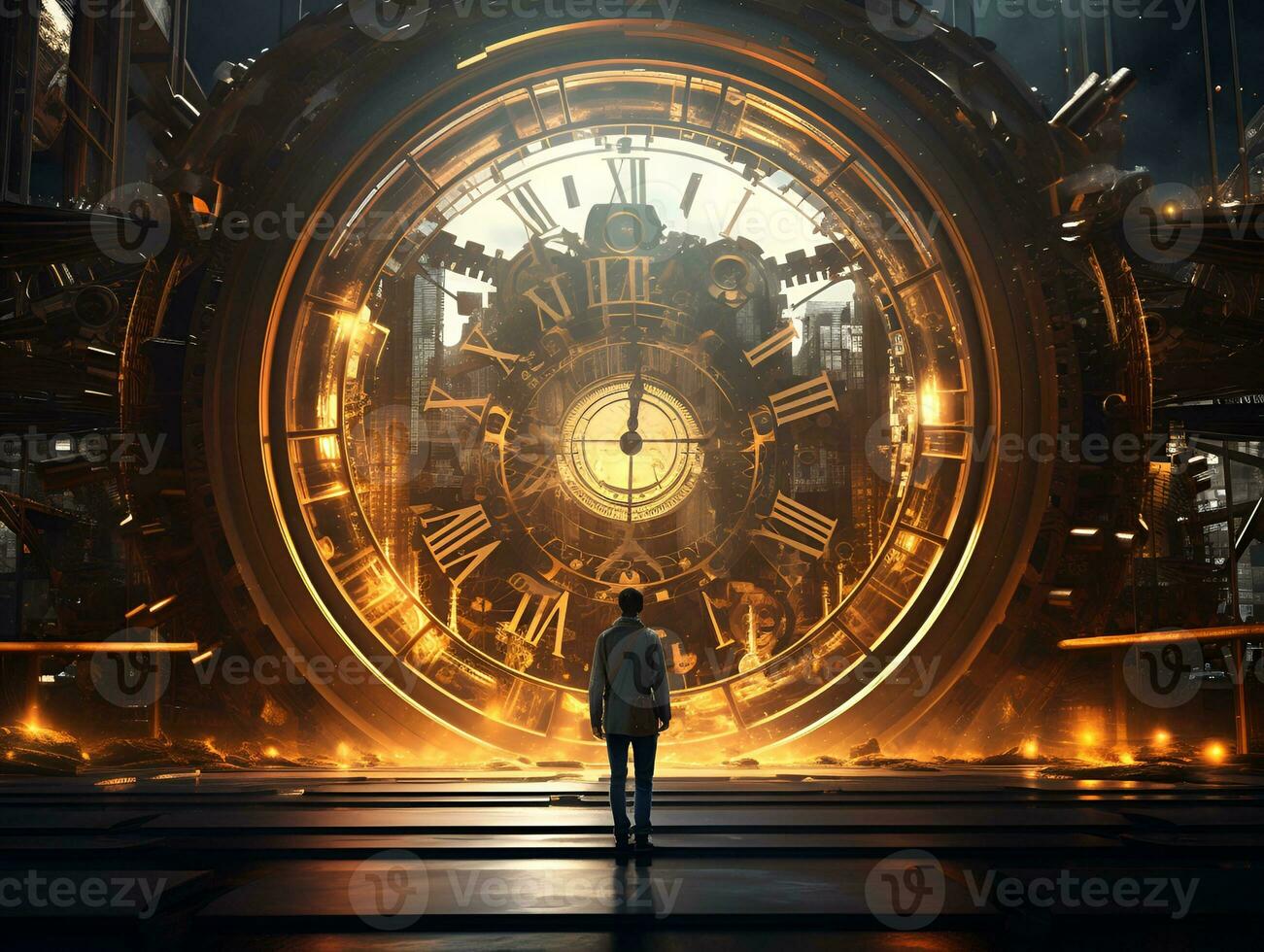 steampunk style time machine, ai generative photo