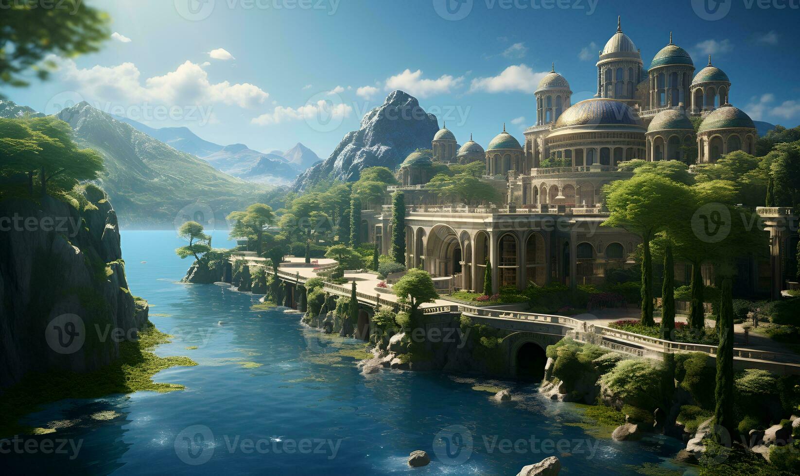 illustration of heaven where the gods live, ai generative photo
