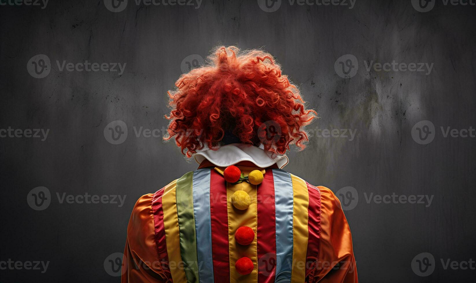 Horrible and mysterious clown with a gloomy atmosphere, generative ai photo