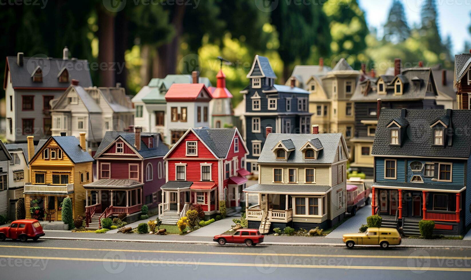 European and American housing miniatures, AI generative photo