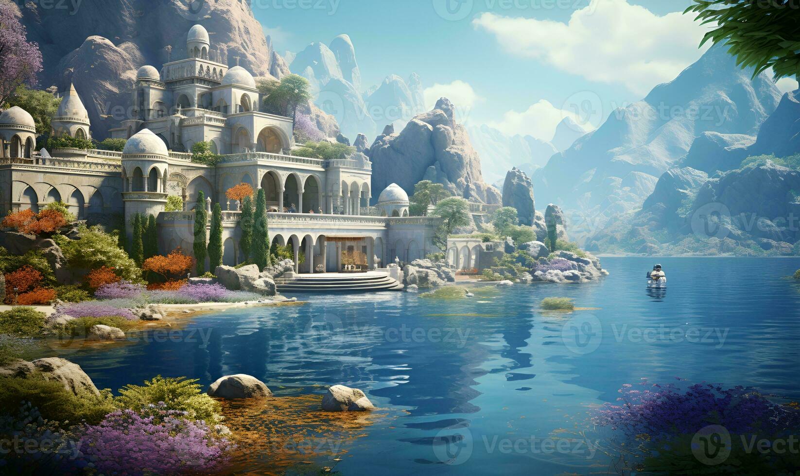 illustration of heaven where the gods live, ai generative photo