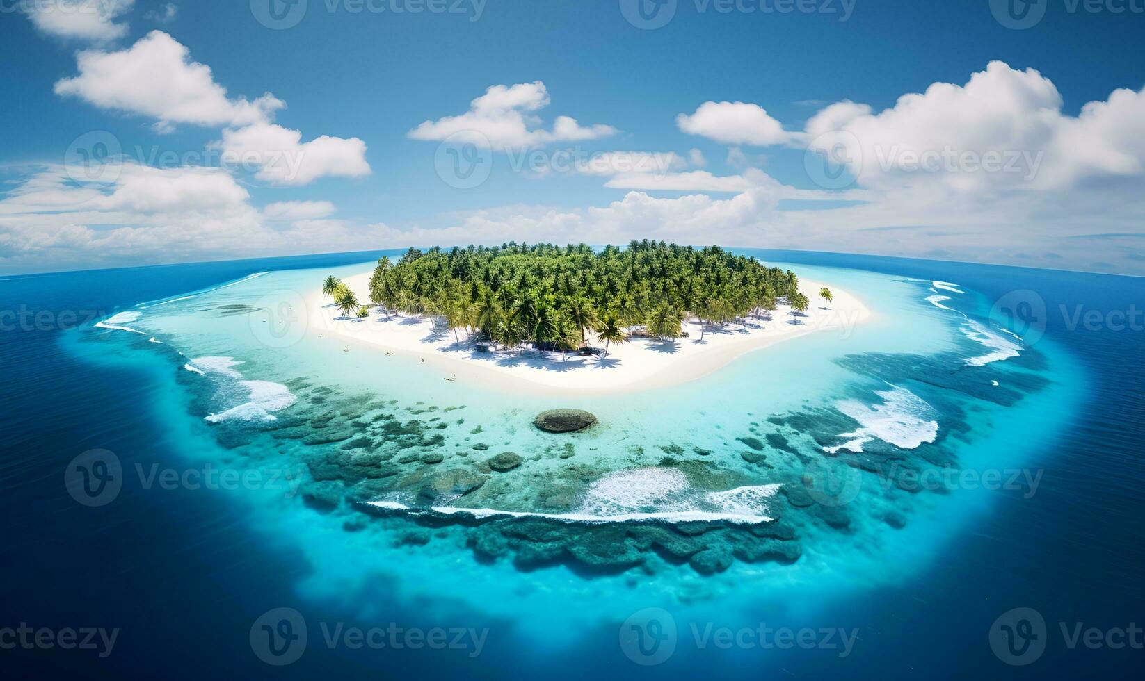 small, beautiful island in the middle of the sea, ai generative photo