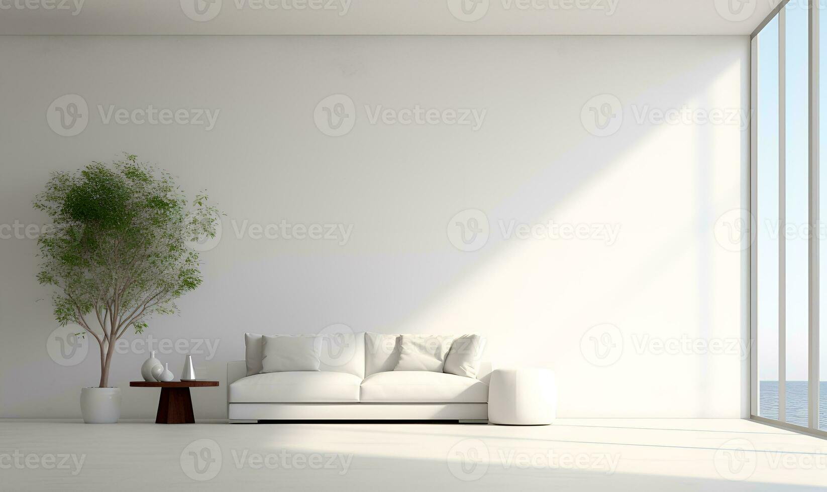 white minimalist house interior, elegant and luxurious, futuristic, ai generative photo