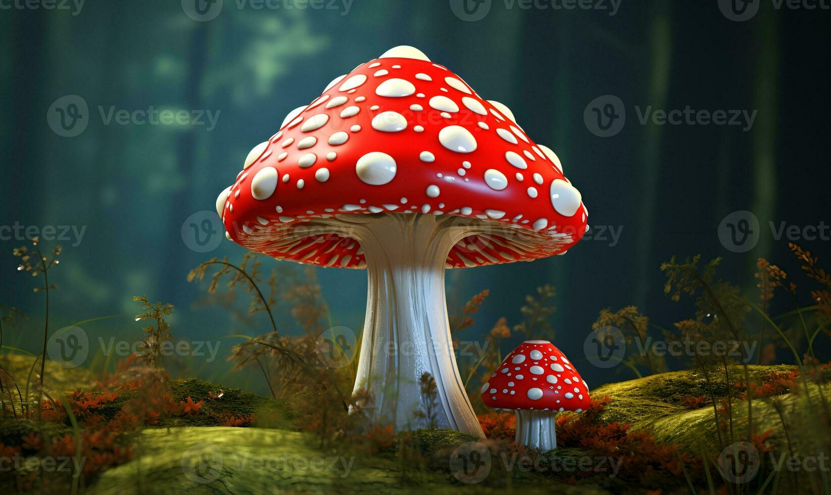 amanita game mushroom close up, ai generative photo