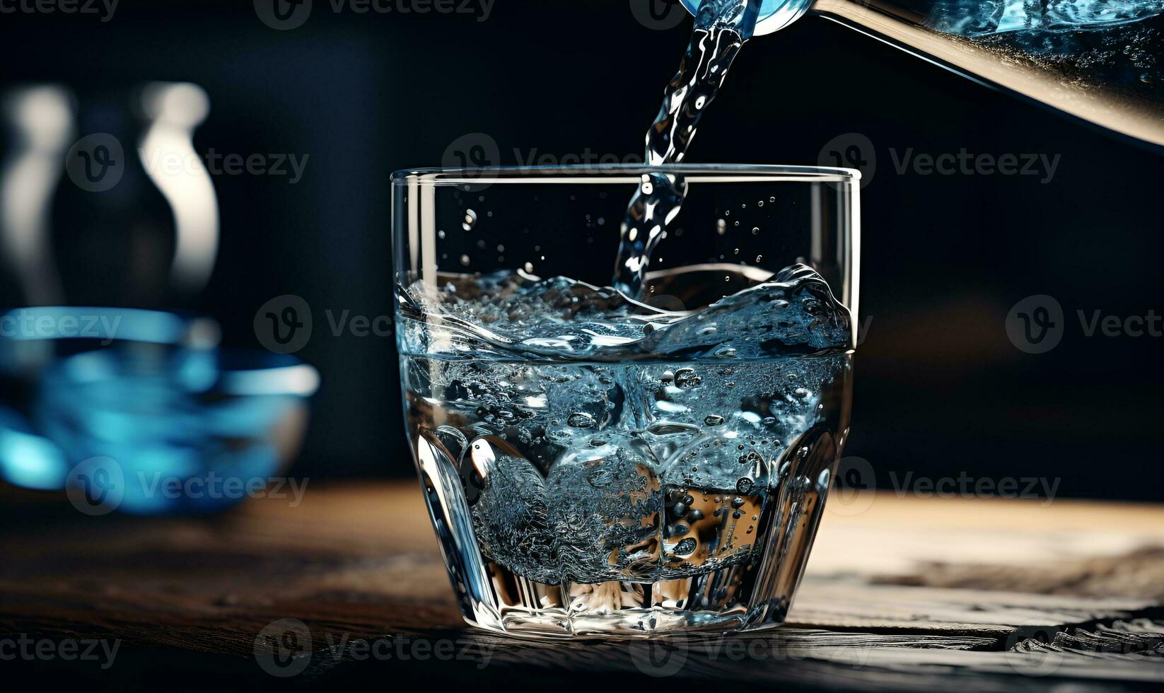 pure water poured into a glass, ai generative photo
