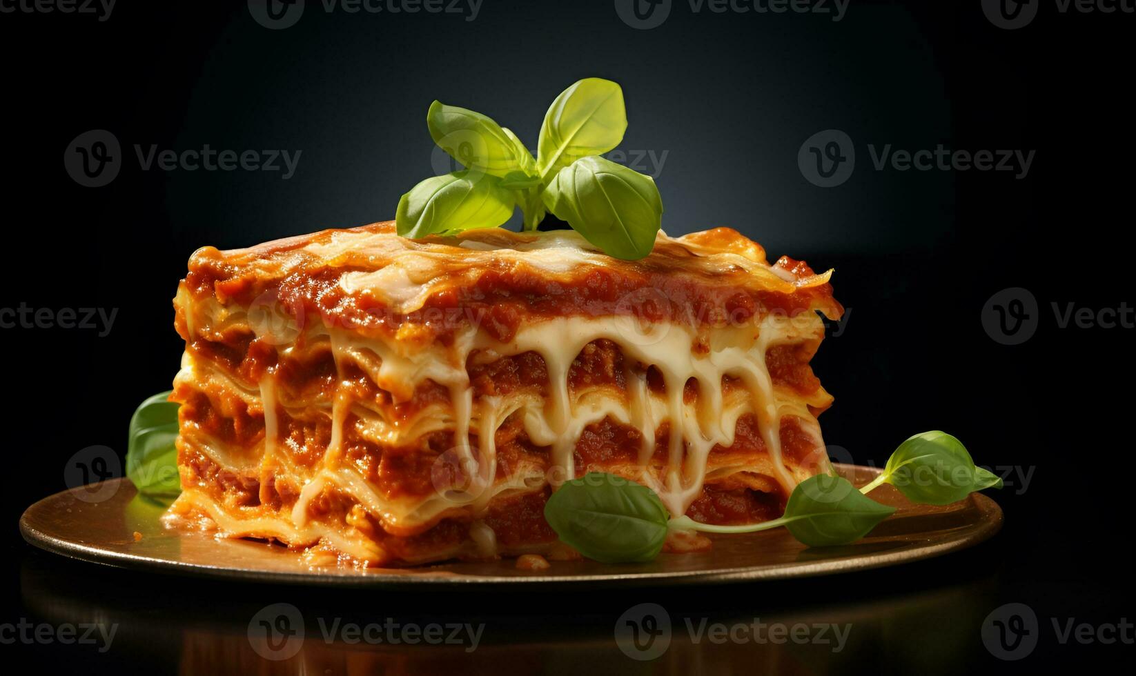lasagna close up on a plate, ai generative photo