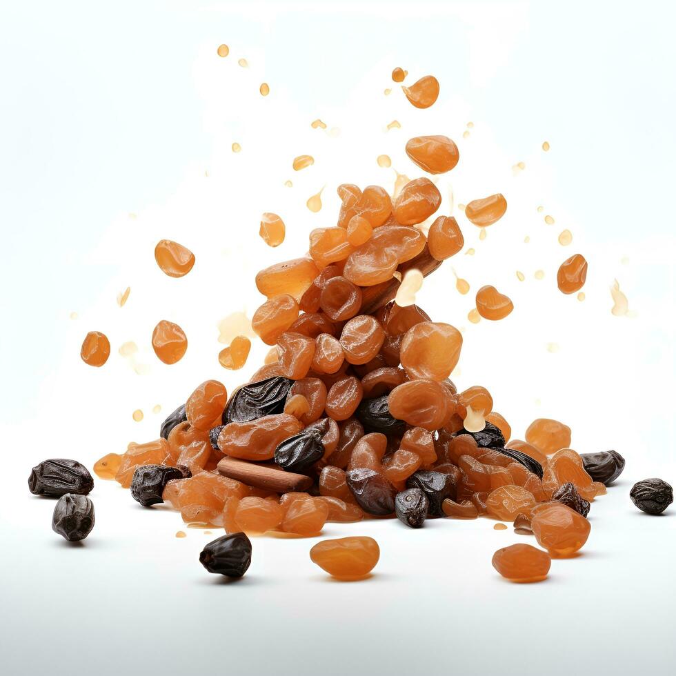 dried fruit raisin on white background, ai generative photo