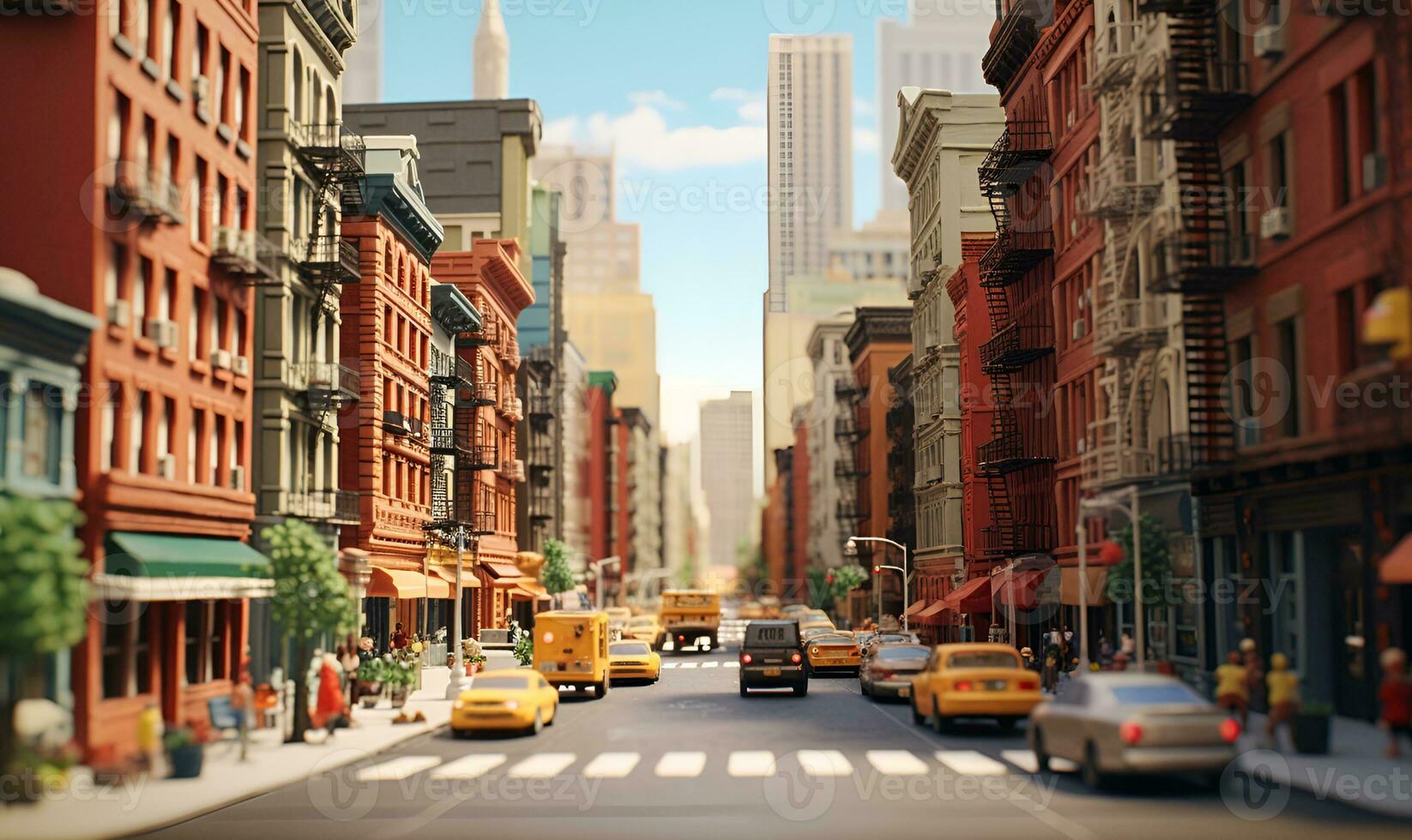 miniature city streets and buildings, ai generative photo