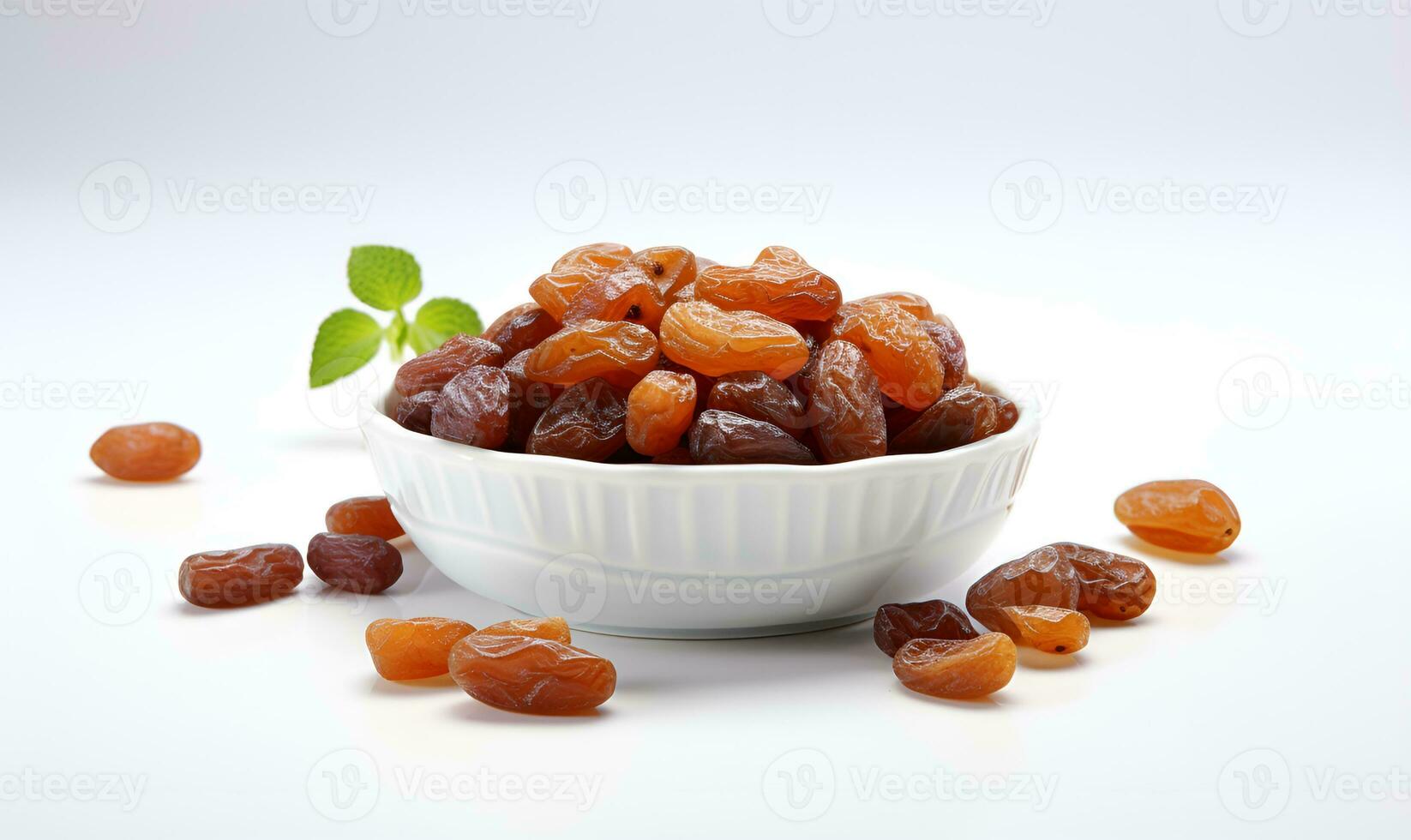 dried fruit raisin on white background, ai generative photo