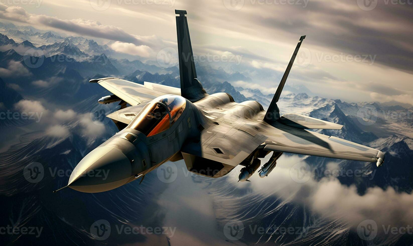 macro fighter jet close up on flight, ai generative photo