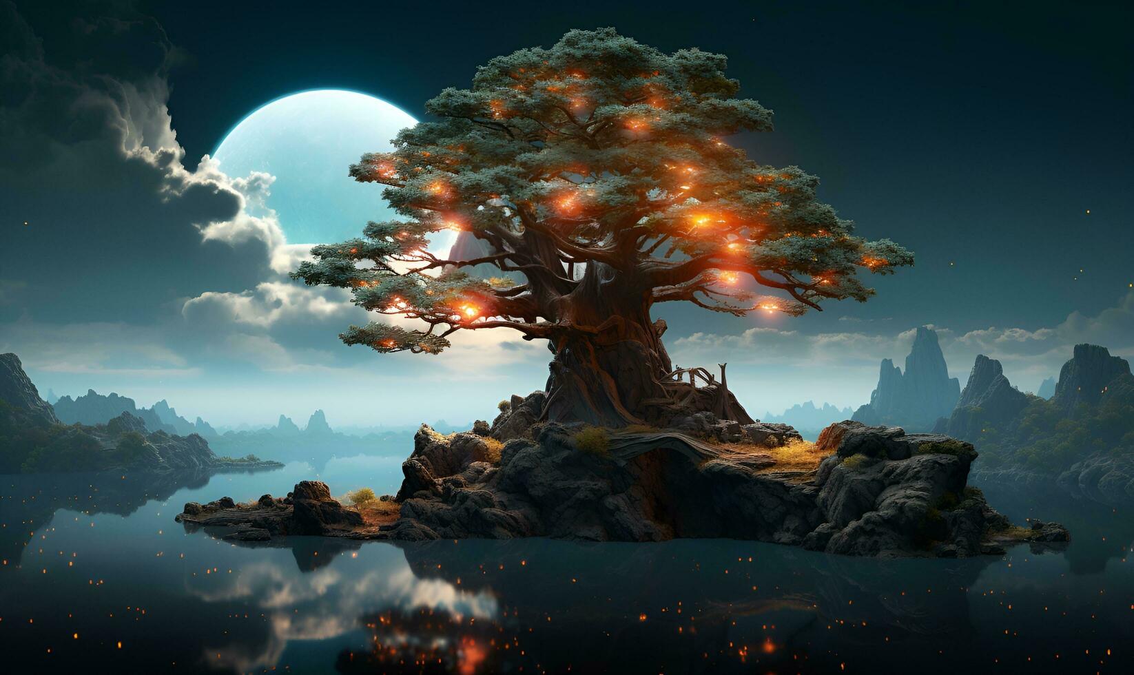 fairy tale fantasy tree, ai generative photo
