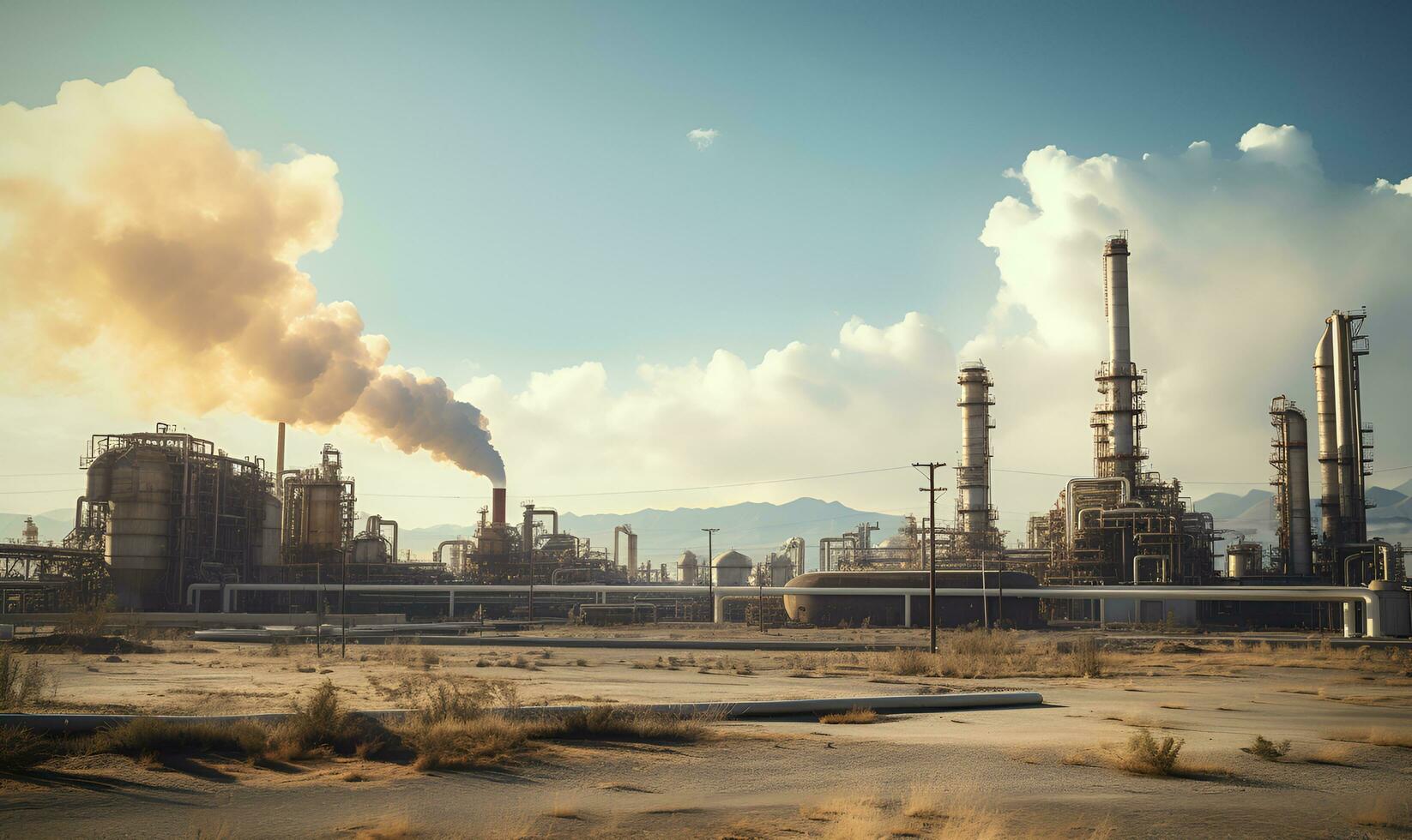 giant middle eastern oil factory, ai generative photo