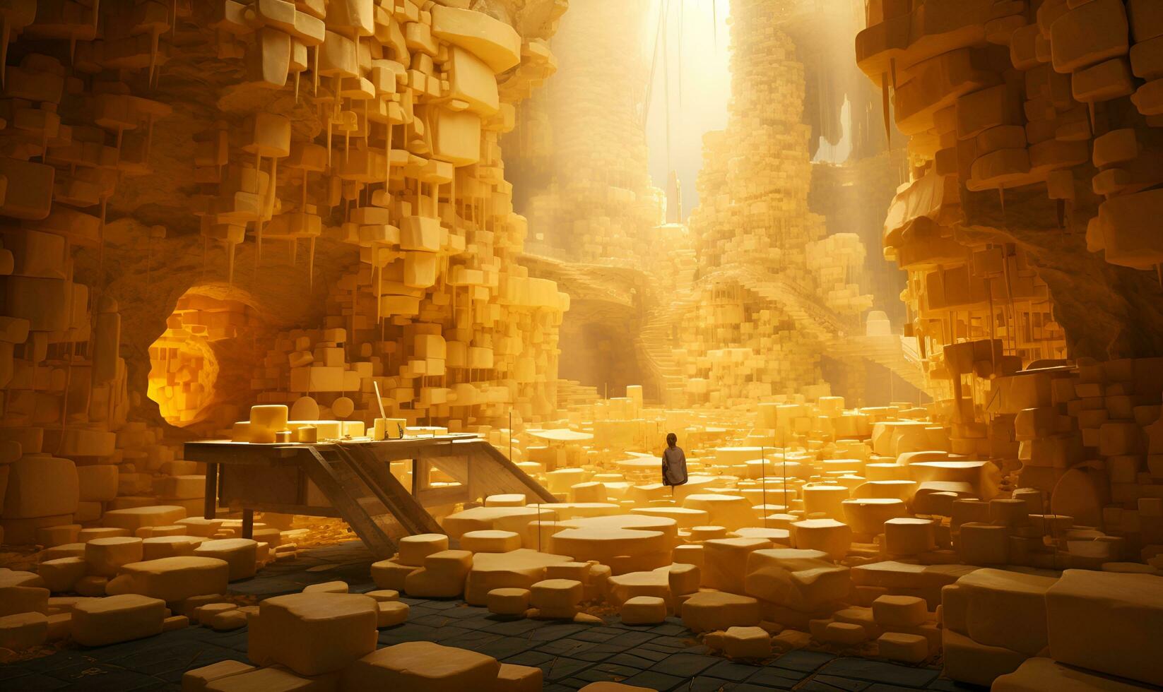 the world is full of cheese piles of cheese everywhere, ai generative photo