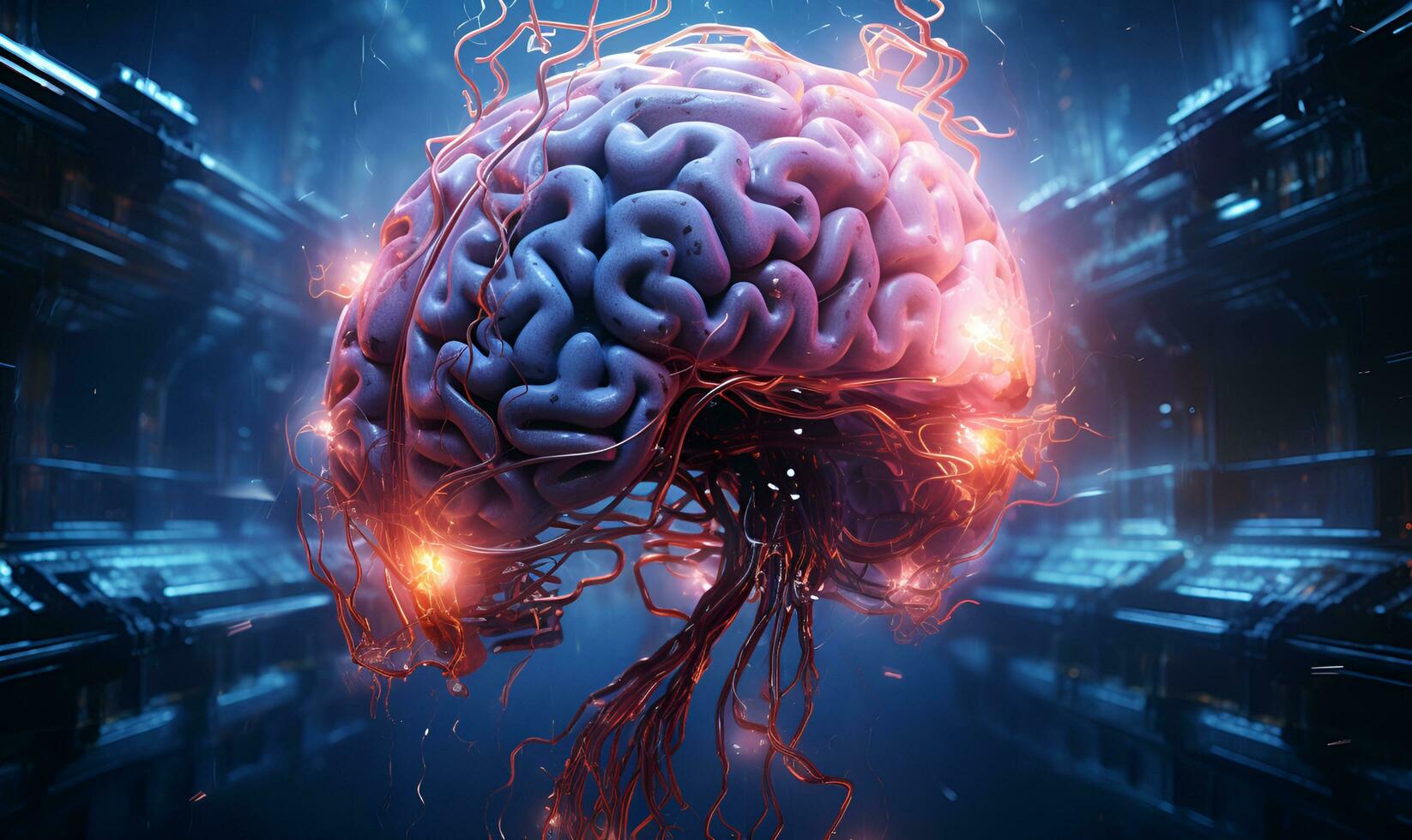 artificial intelligence brain illustration, ai generative photo