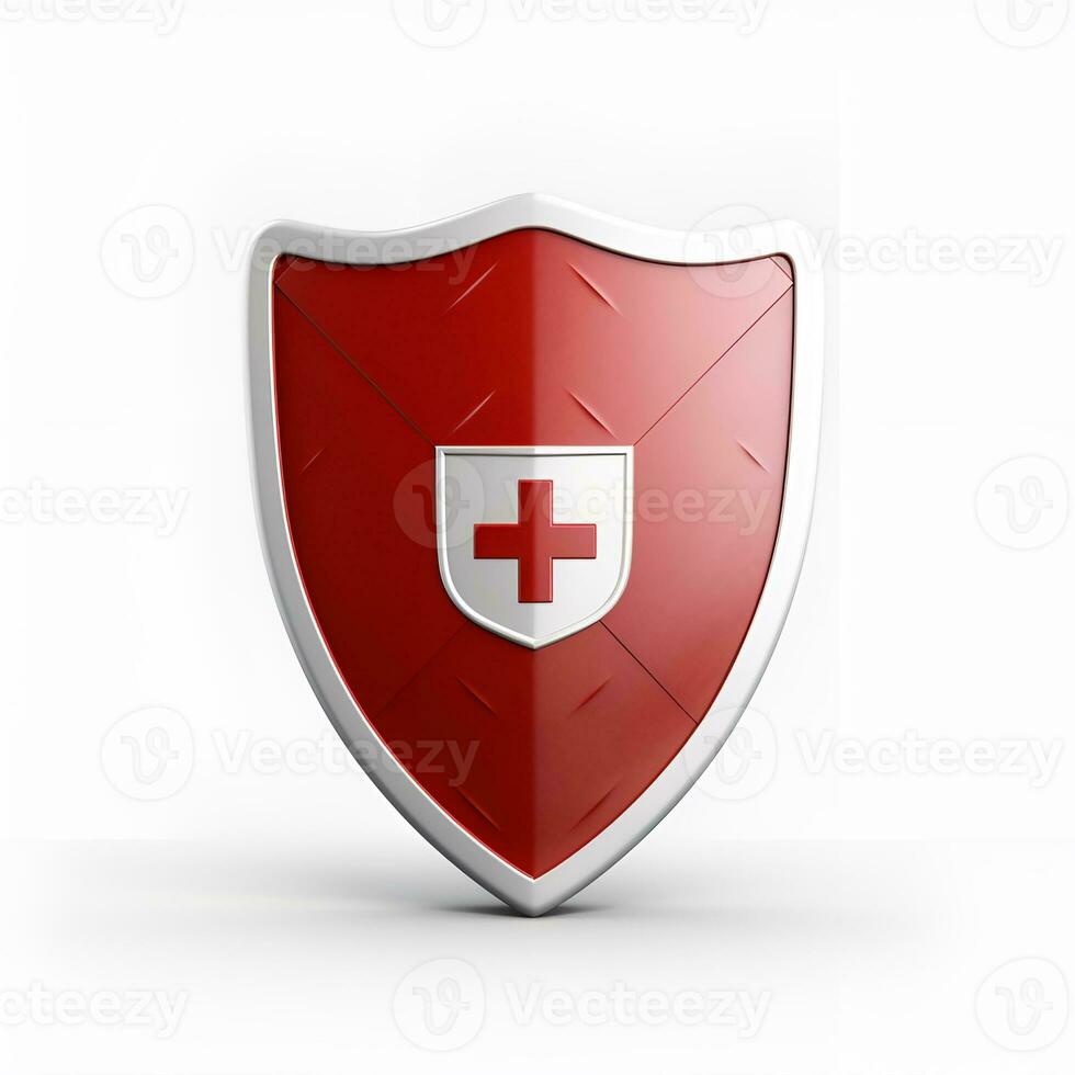 red medical shield on white background, ai generative photo