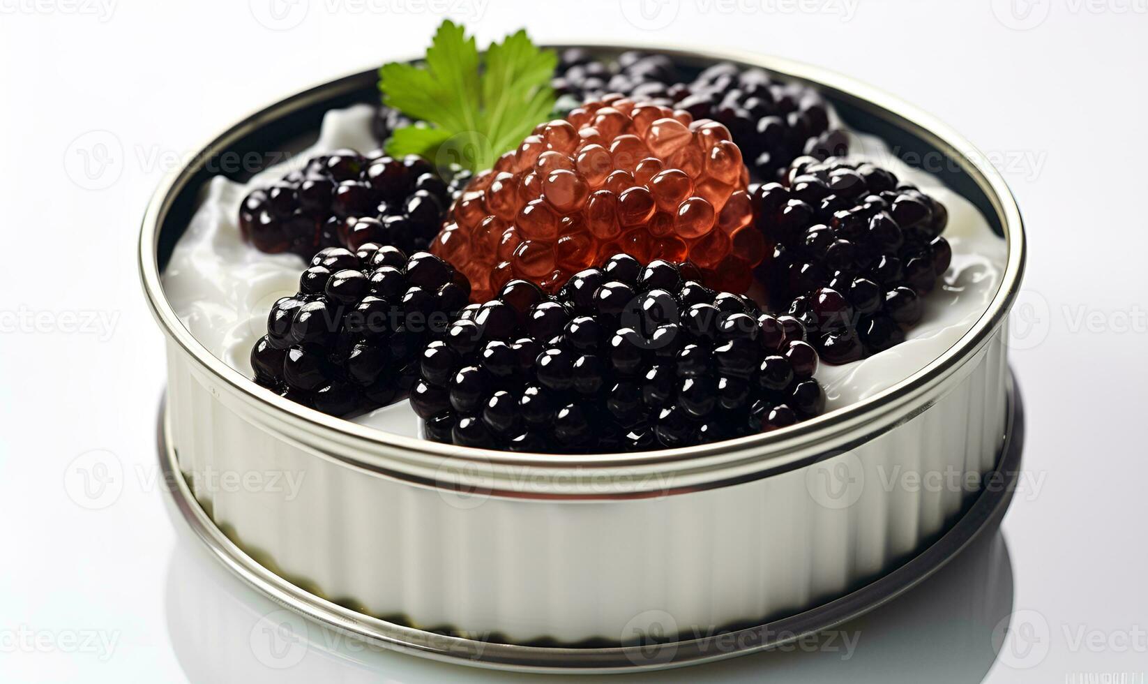 expensive restaurant food caviar white background macro, ai generative photo