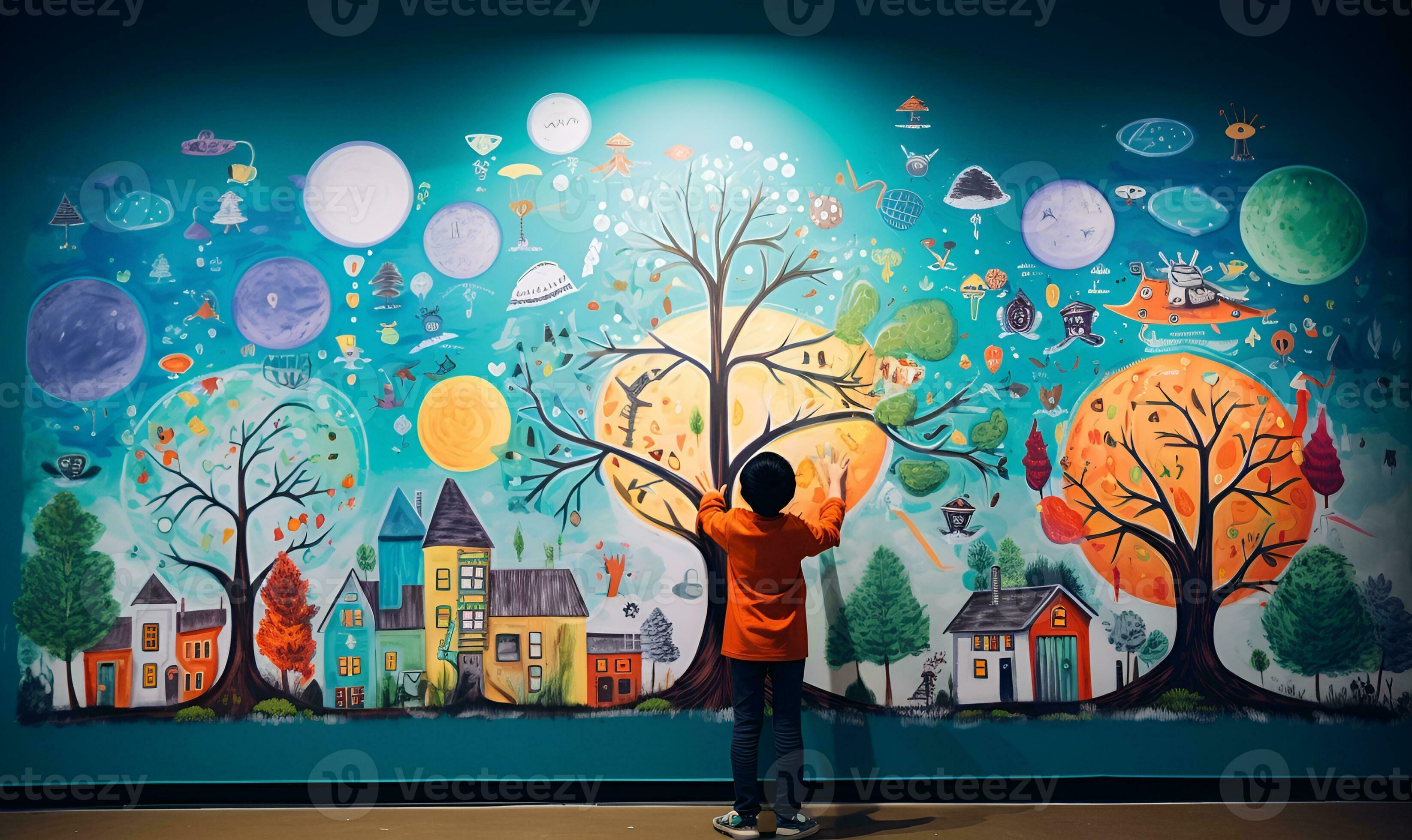 kids-drawing-on-the-wall-ai-generative-30602198-stock-photo-at-vecteezy