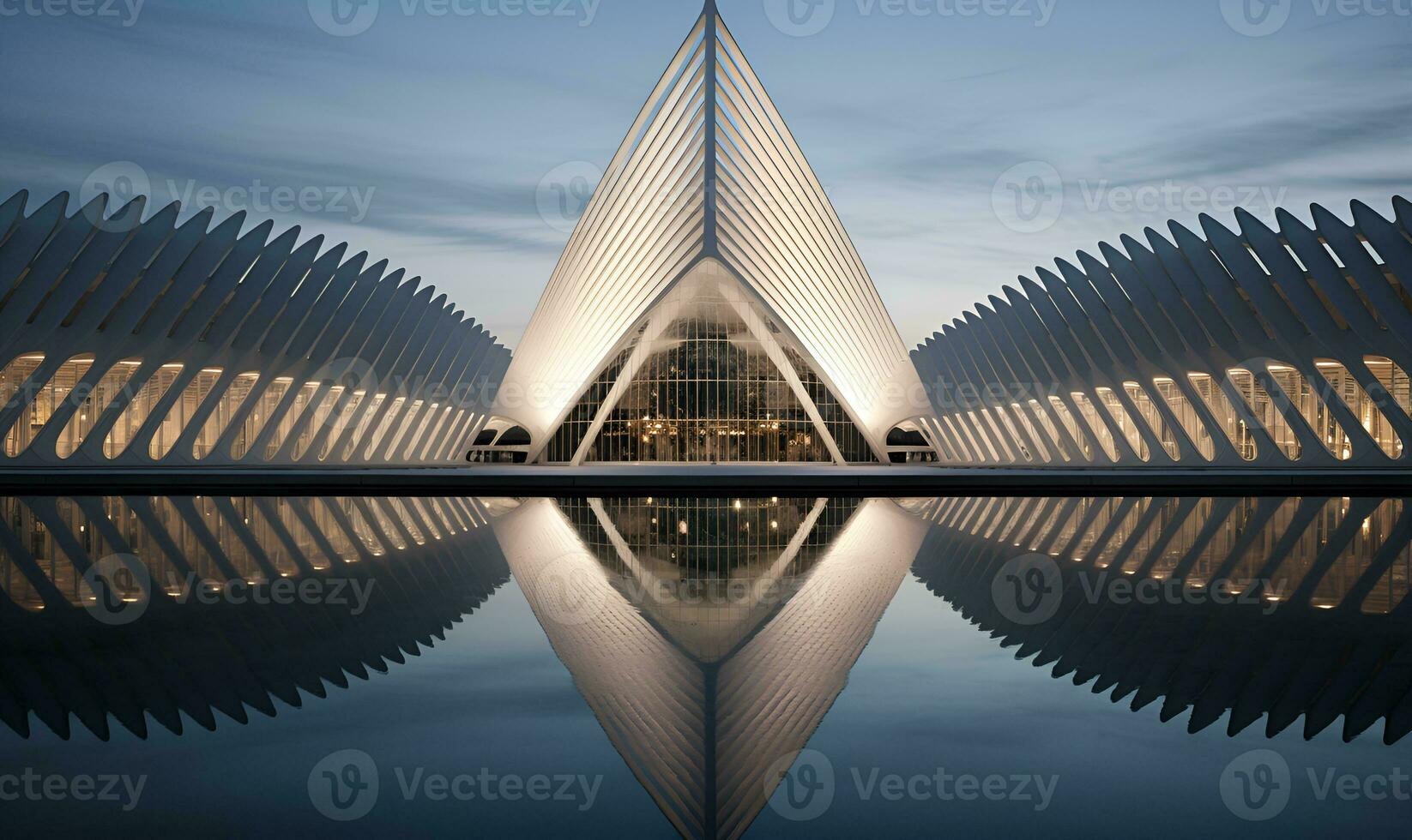 abstract futuristic modern architectural building, ai generative photo
