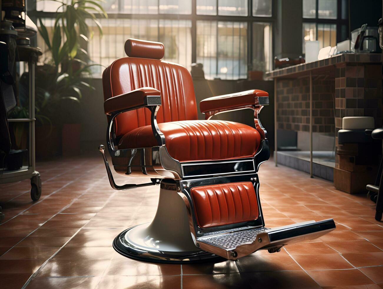 barber shop chair classic retro vintage, ai generative photo