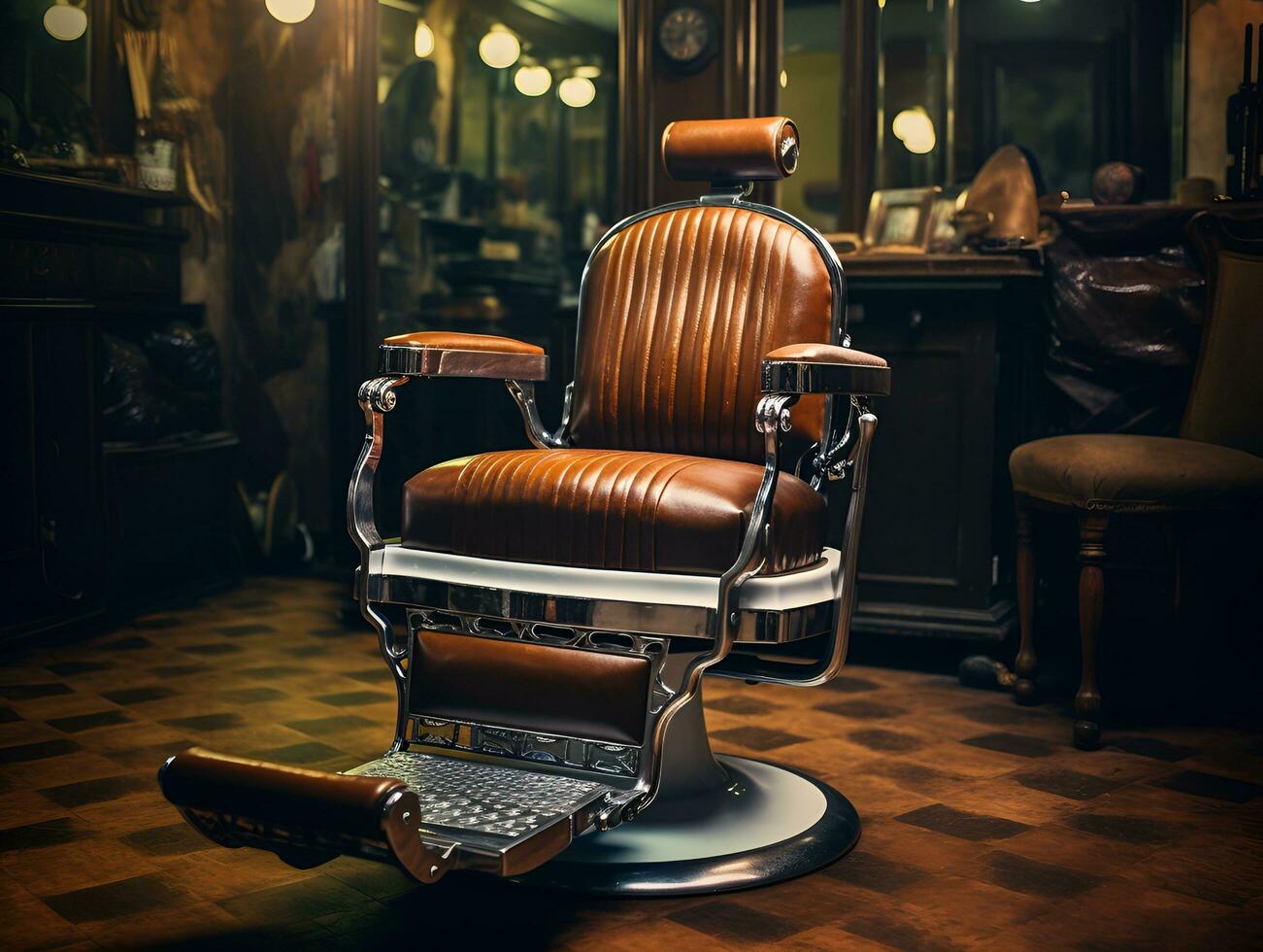 barber shop chair classic retro vintage, ai generative photo