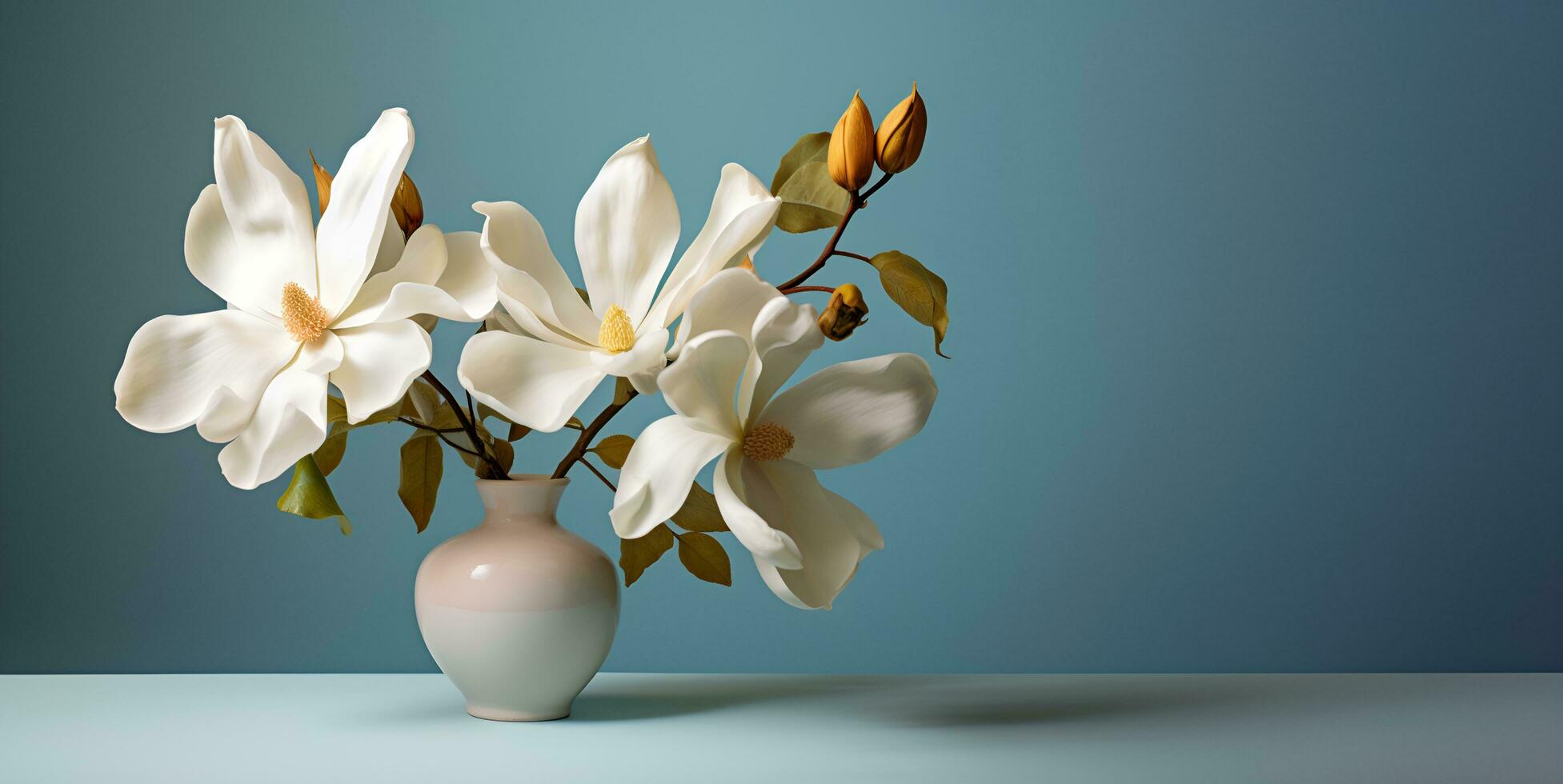 beautiful jasmine flower macro blank space, ai generative photo