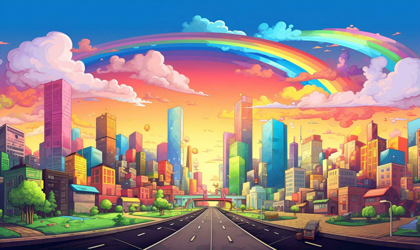 pixel art of colorful city building, ai generative photo