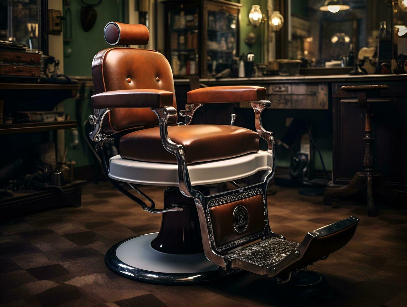 barber shop chair classic retro vintage, ai generative photo