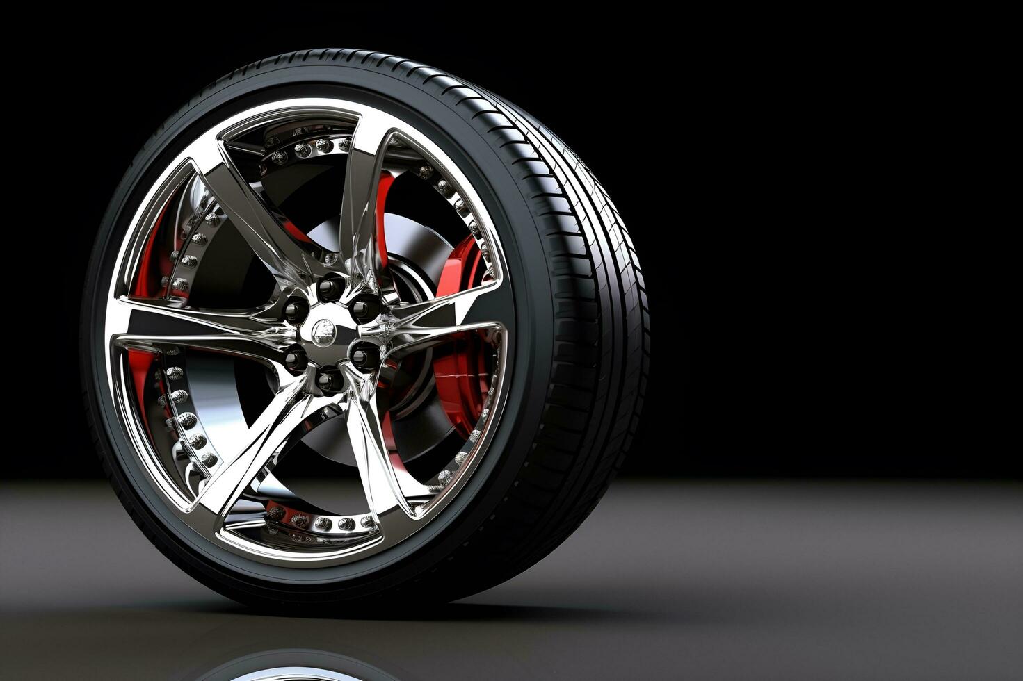 car tires with blank space chrome rims, ai generative photo