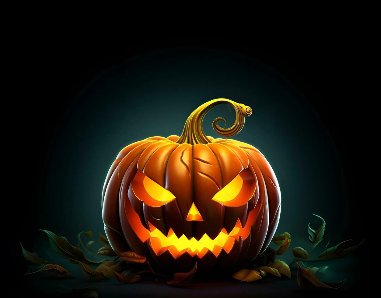 halloween pumpkin dark background blank space, ai generative photo