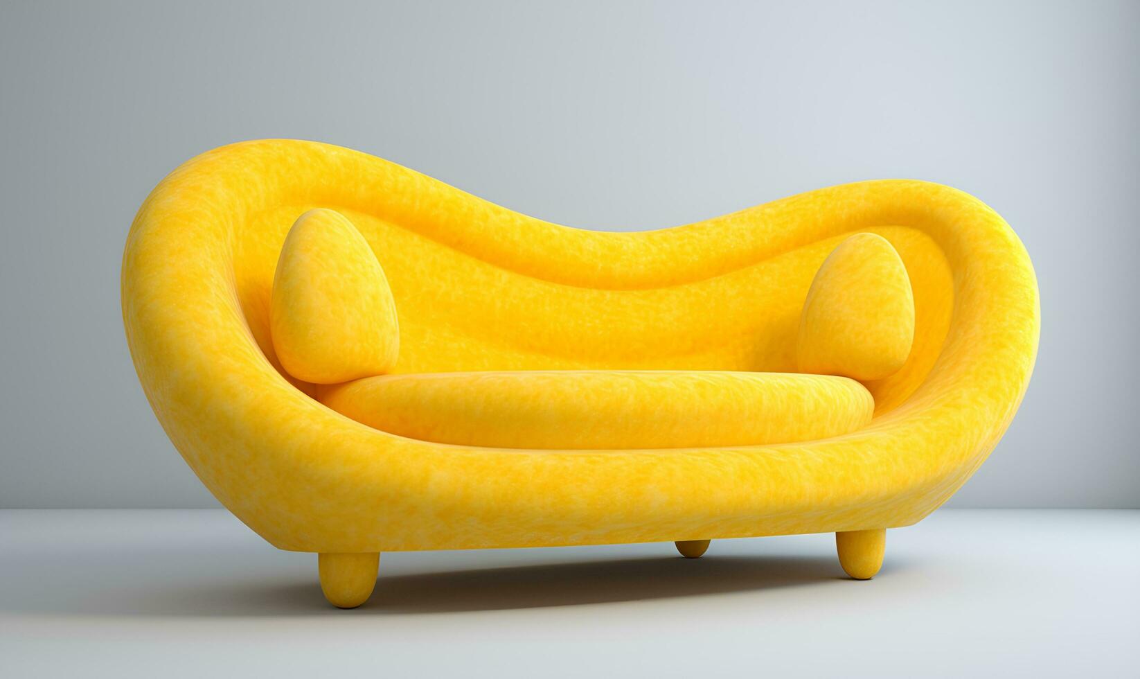 banana shaped yellow sofa, ai generative photo