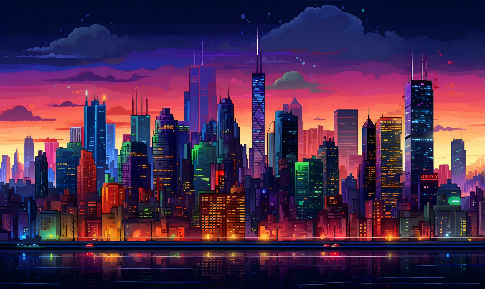pixel art of colorful city building, ai generative photo