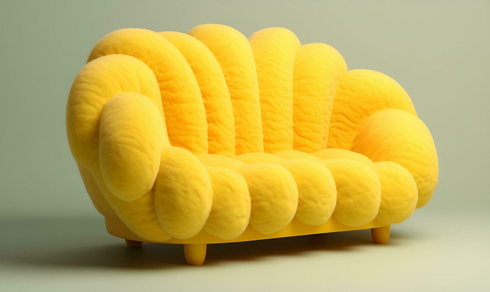banana shaped yellow sofa, ai generative photo