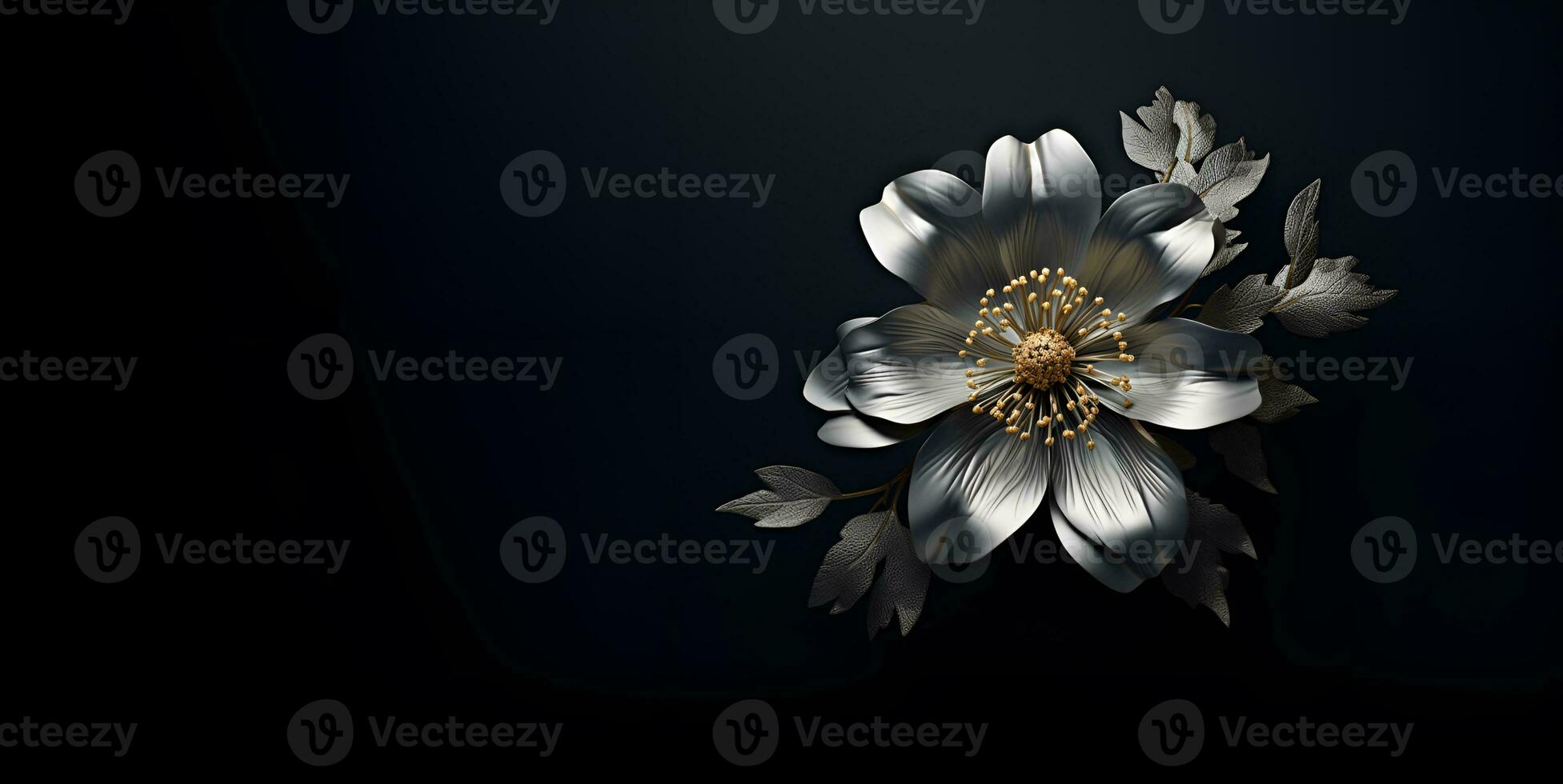 flowers from metal blank space, ai generative photo