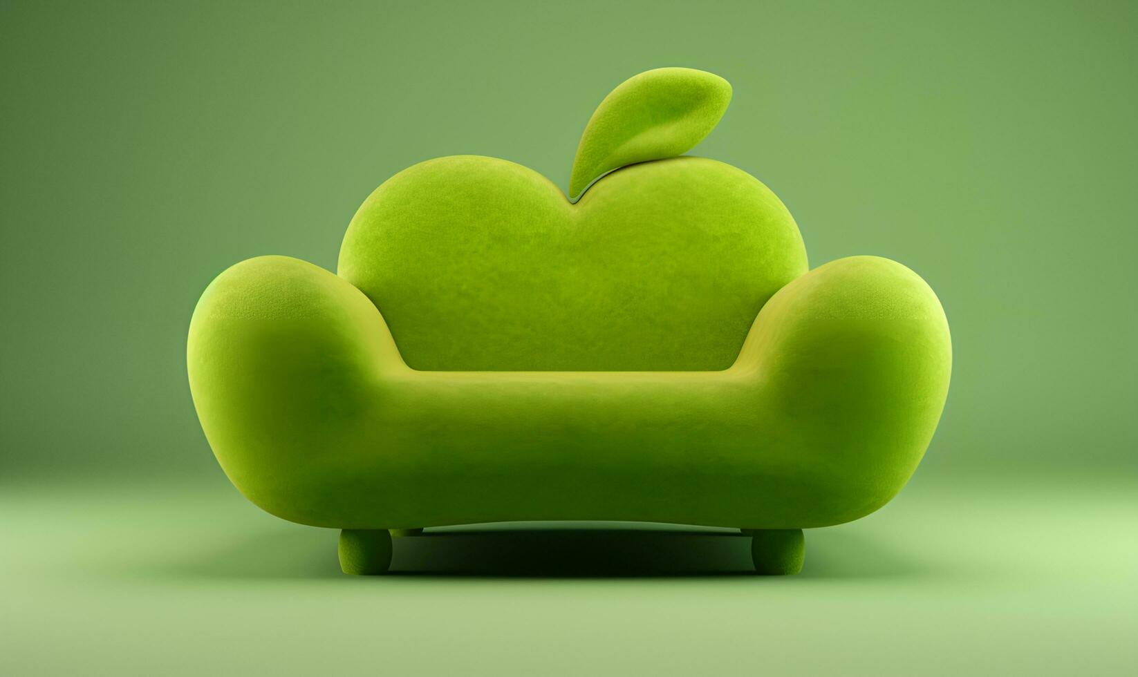 apple shaped green sofa, generative ai photo