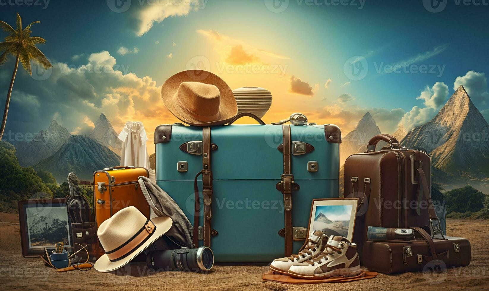 complete travel suitcase complement, ai generative photo