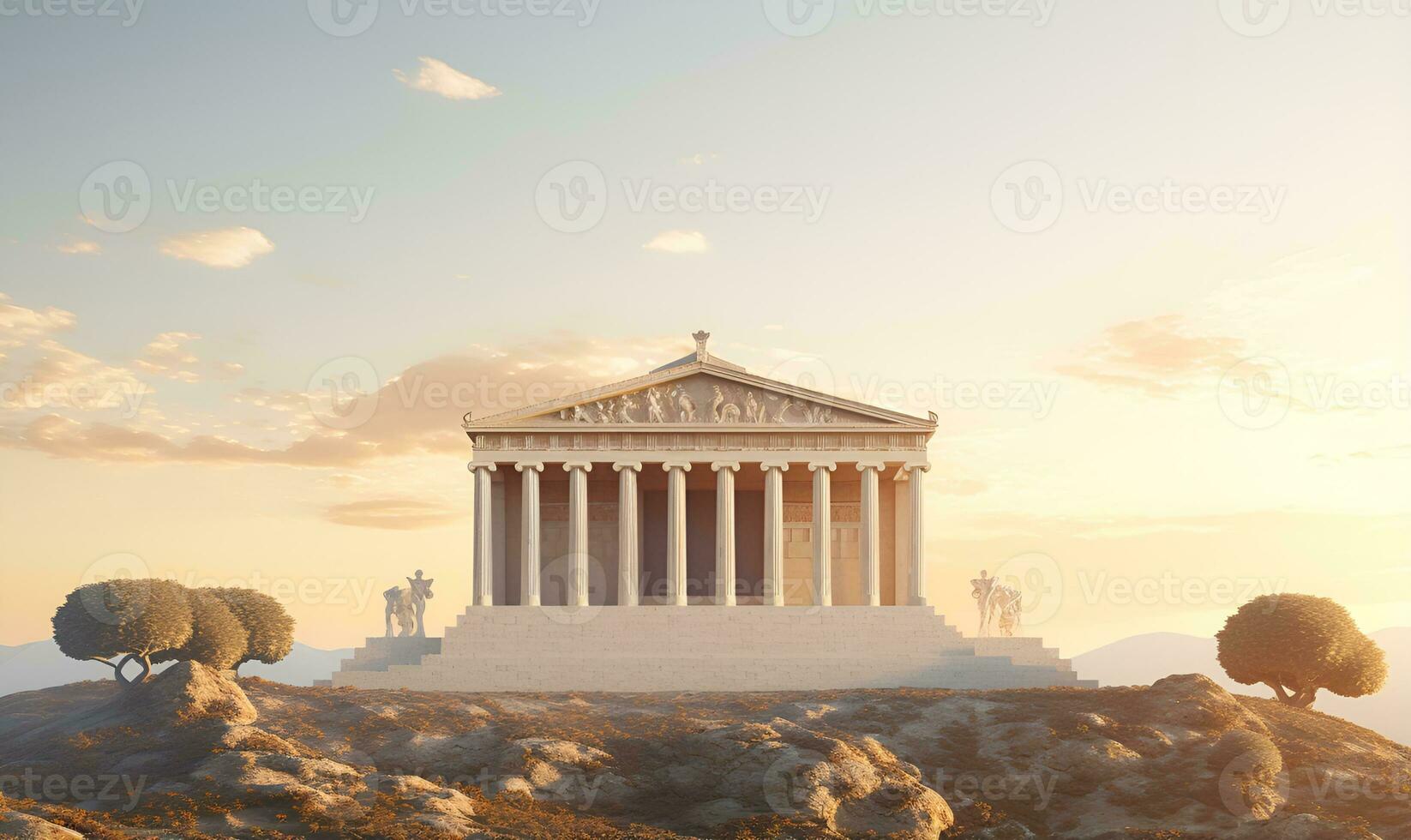 ancient greek architecture buildings art, ai generative photo