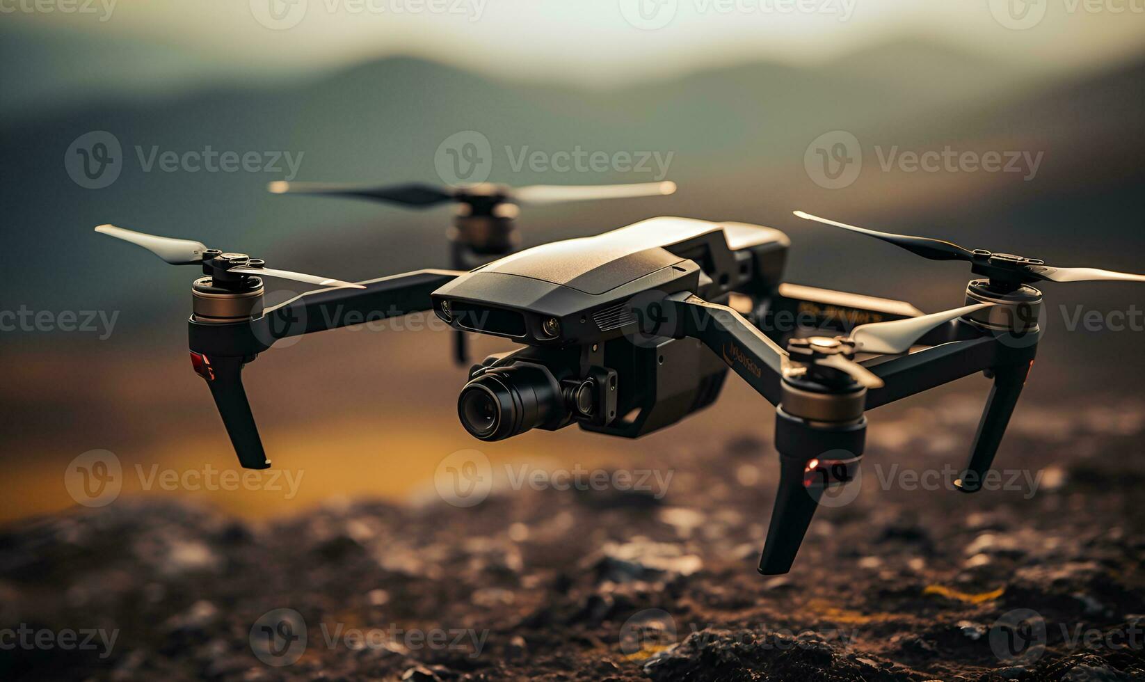 macro drone with camera in flight, ai generative photo