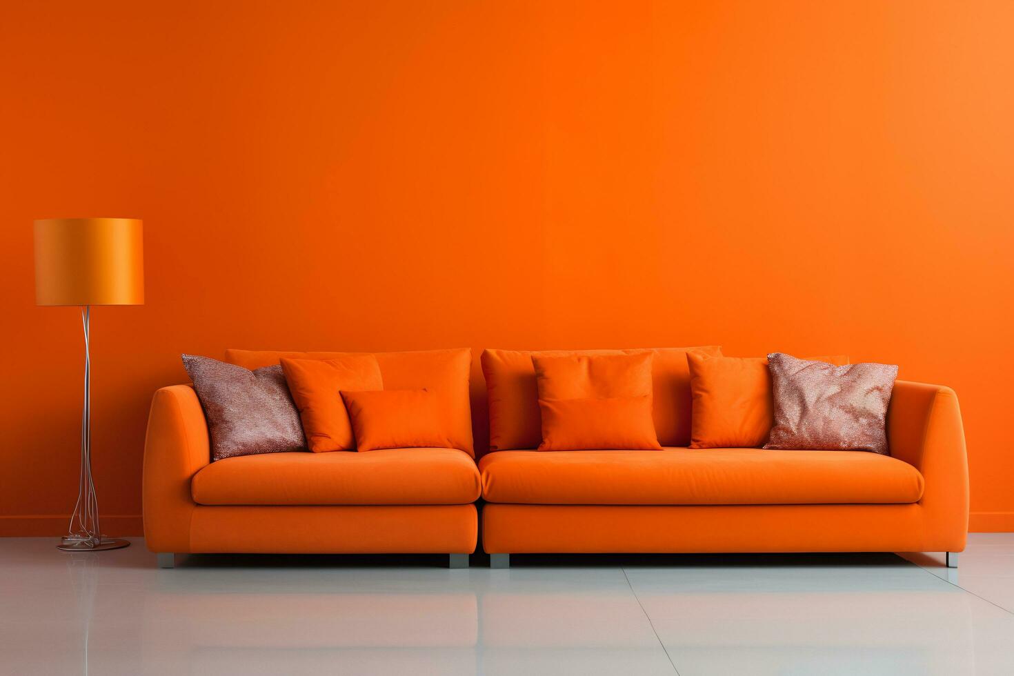 Corner fabric sofa near vibrant wall AI Generative 30602979 Stock Photo ...