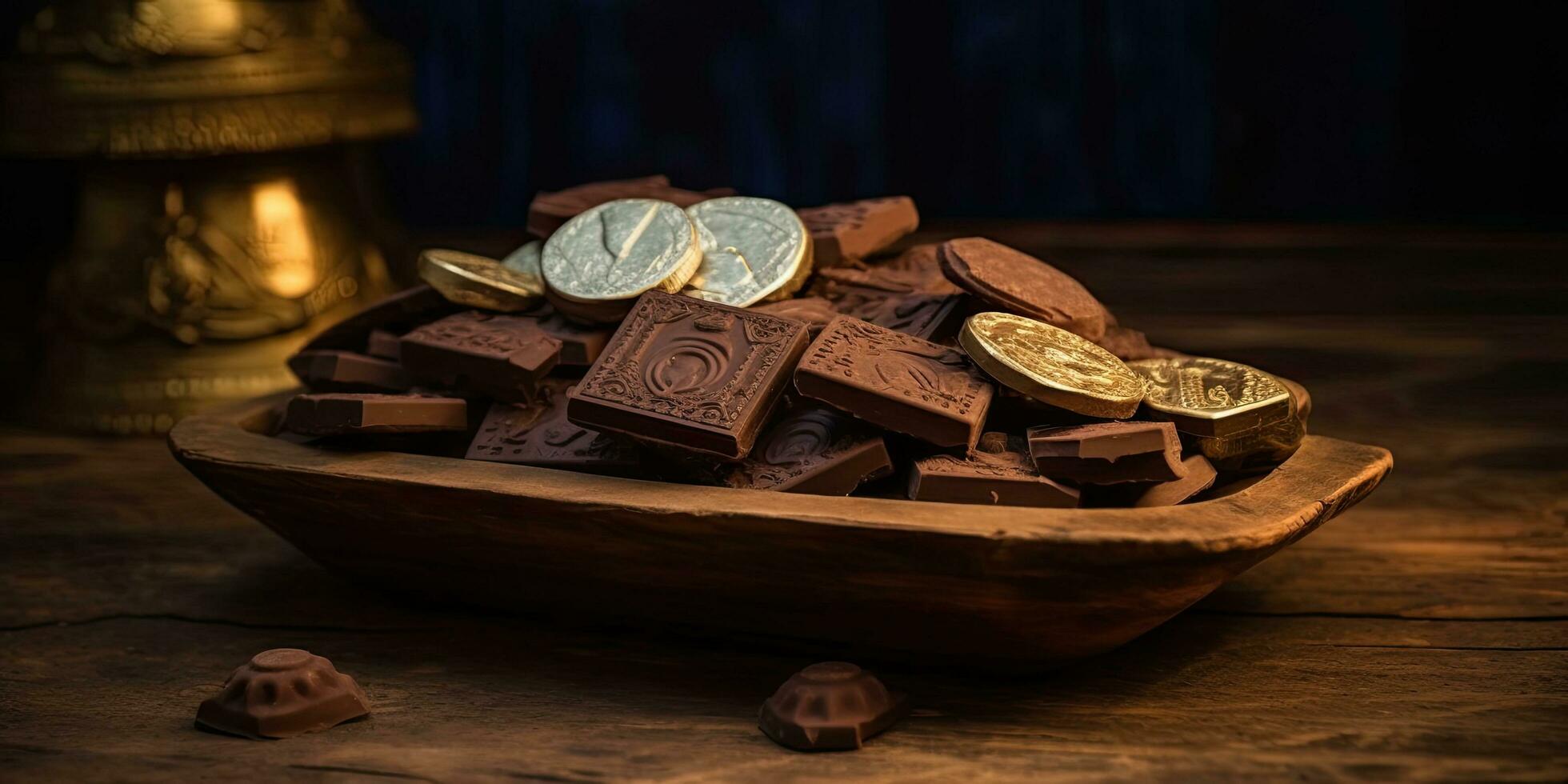Chocolate  Mexico Candy on a dark rustic background, copy space,Generative AI. photo