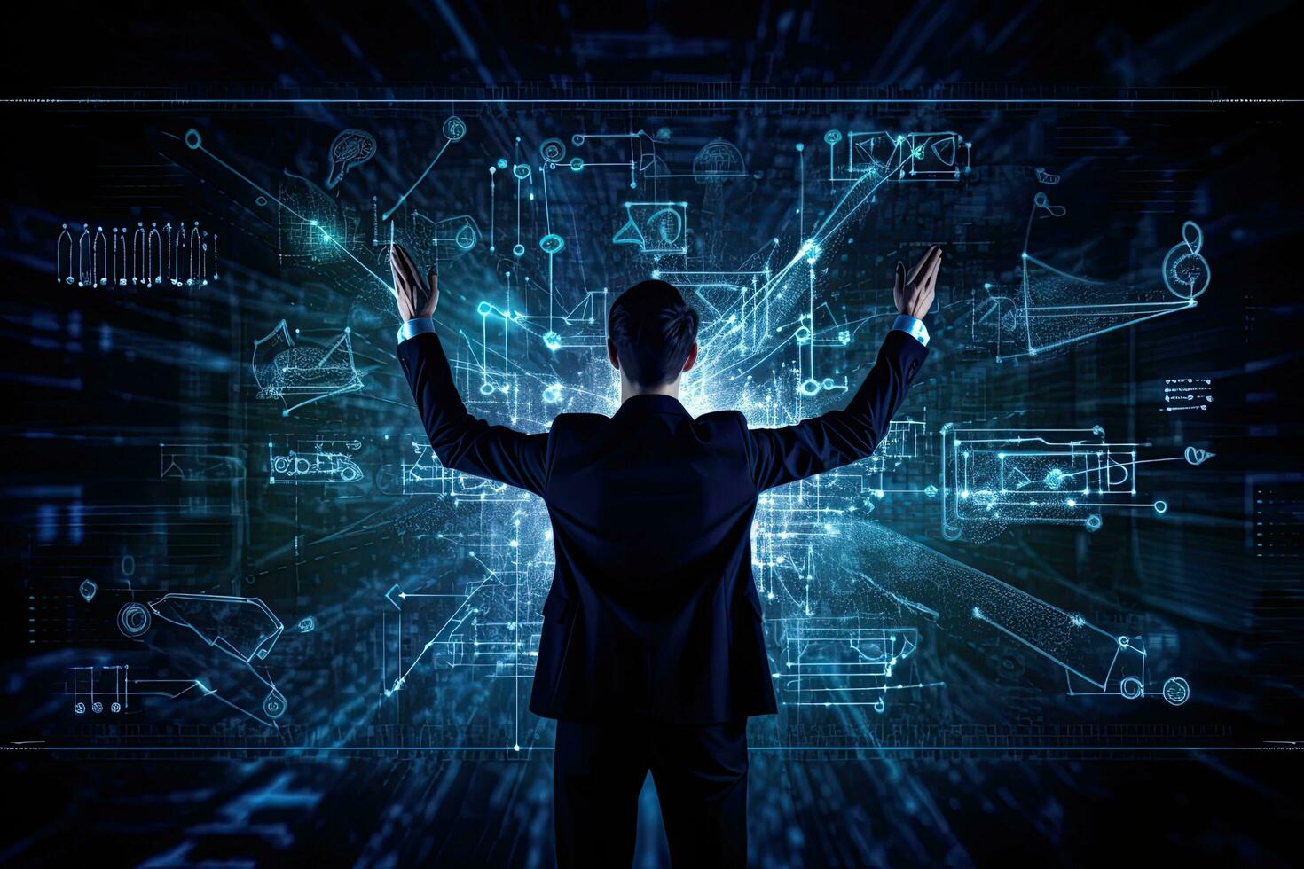 Finacial success concept, on virtual screen. Business, technology, networking concept.Generative AI . photo