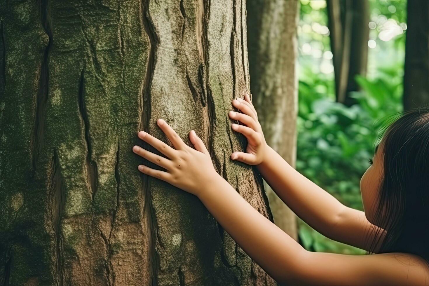 Arms hugging tree ,Generative AI. photo