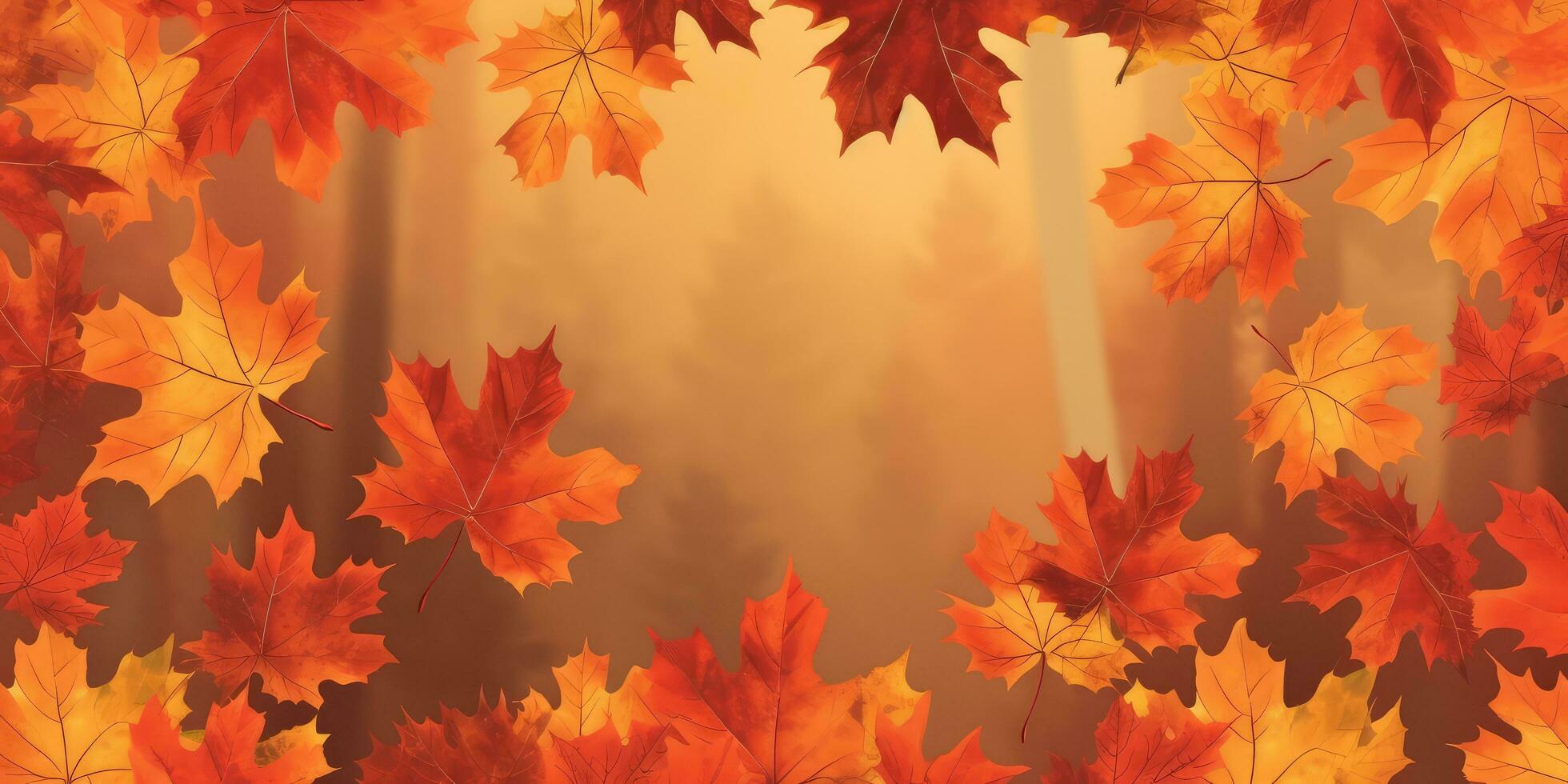 Fall Leaf Background Banner in Christmas day , Copyspace ,Generative AI. photo